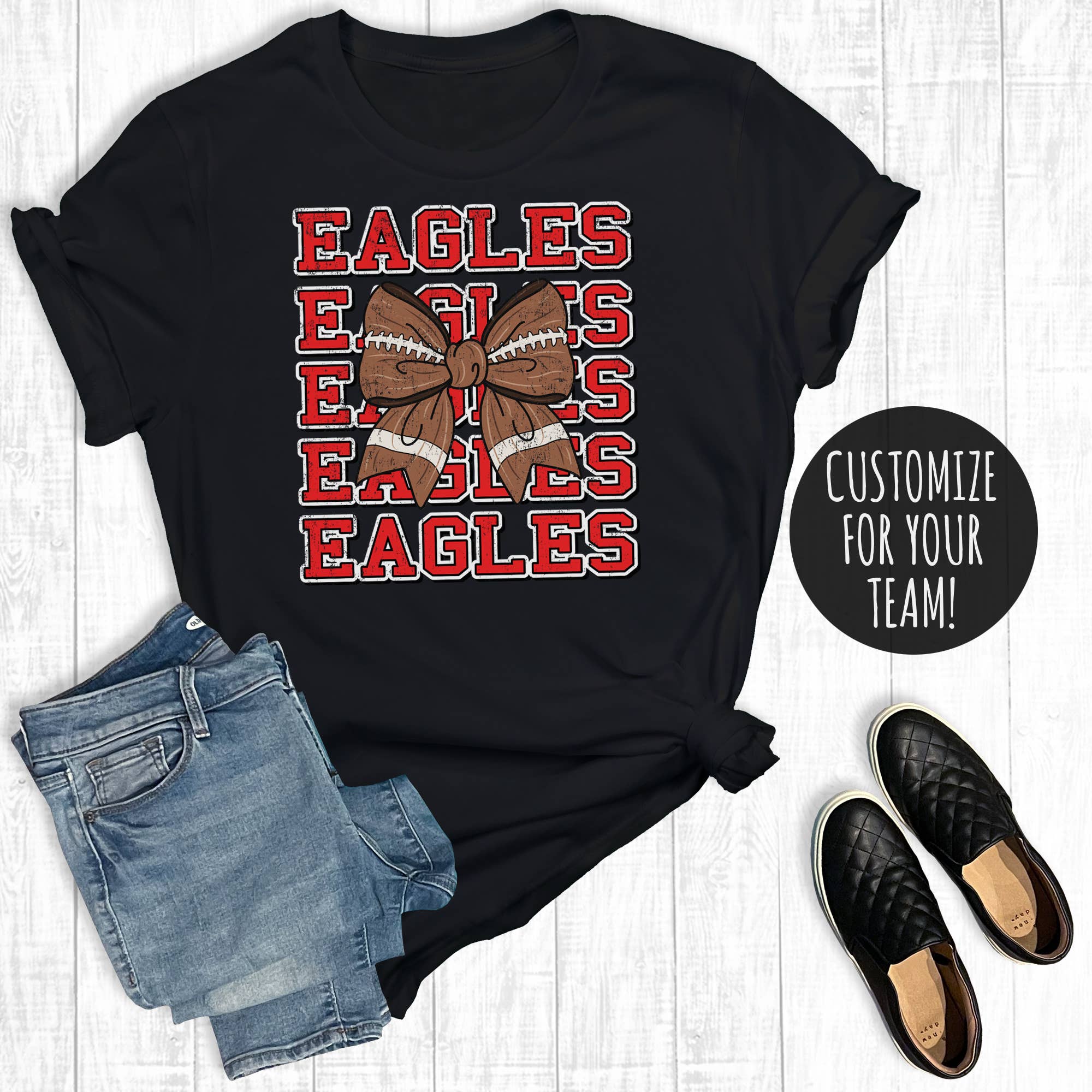 Custom Coquette Football Bow Graphic Tee Hoodie, Sweatshirt | PodTeesHub.com
