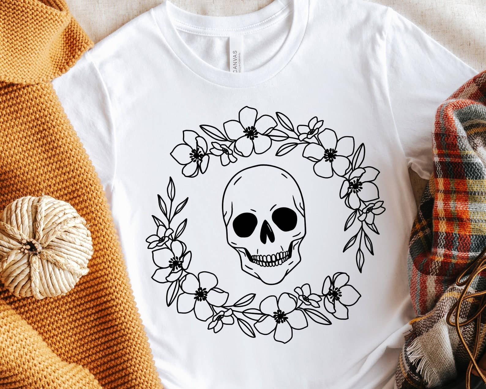 Flower Skull T-Shirt Hoodie, Sweatshirt | PodTeesHub.com