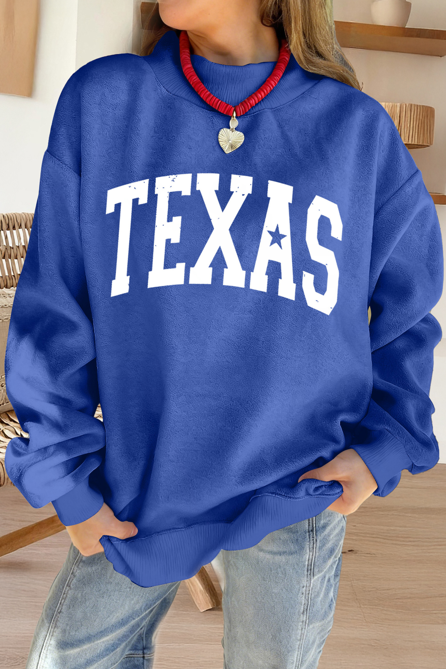Texas Graphic Mock Neck Reversible Sweatshirt (S-Xl) T-Shirts, Hoodie | PodTeesHub.com