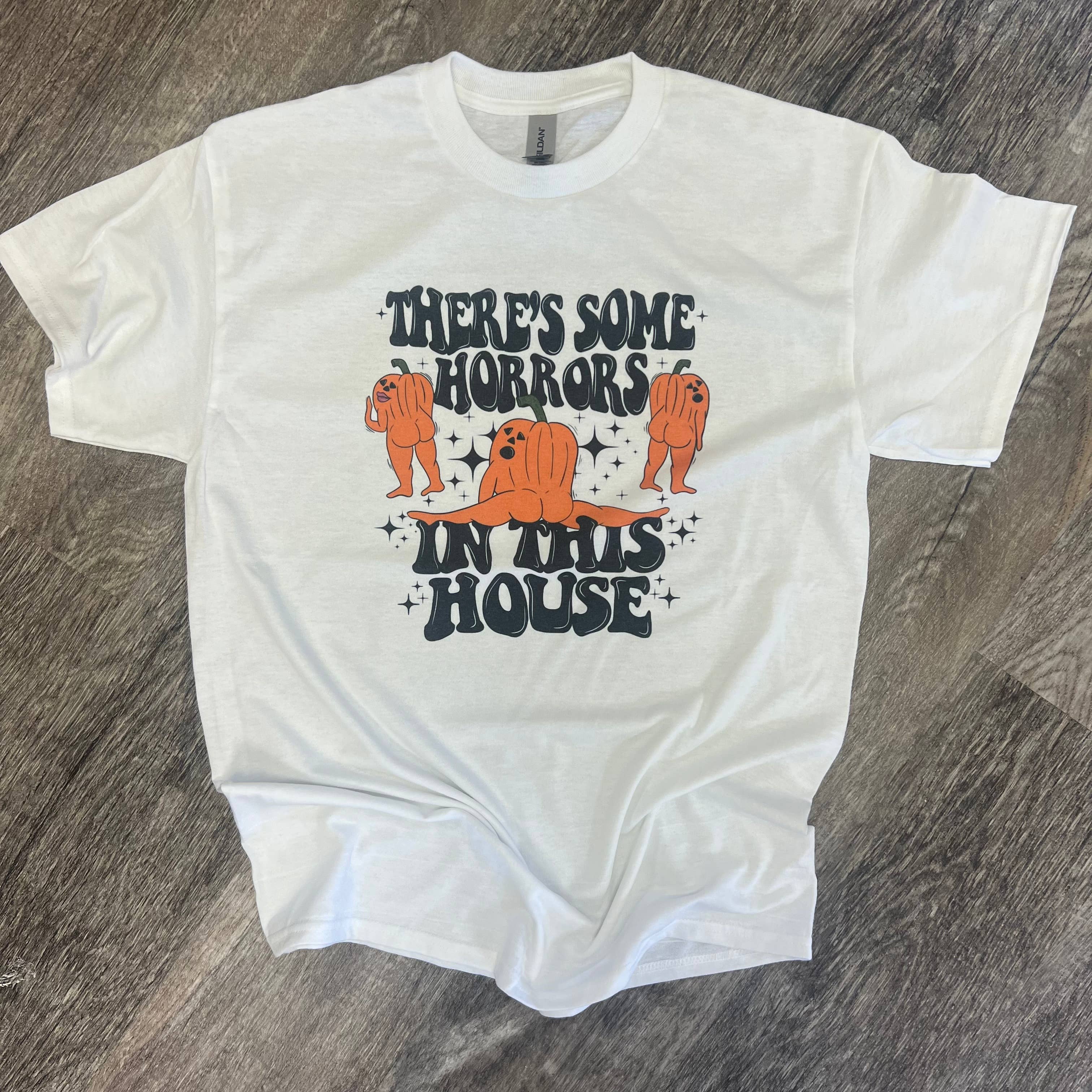 There’S Some Horrors in This House On White Tee Hoodie, Sweatshirt | PodTeesHub.com