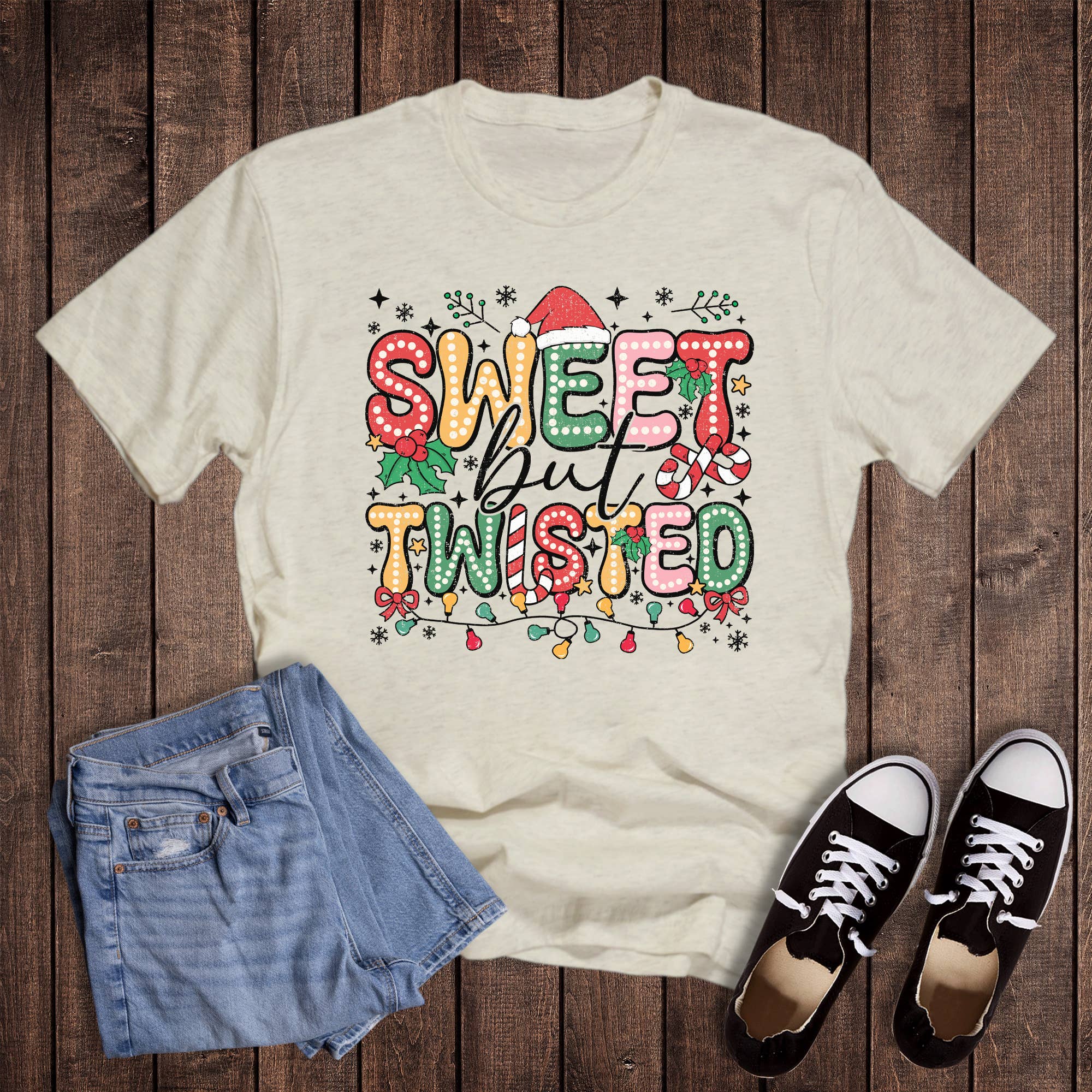 Christmas Sweet But Twisted Graphic Tee Hoodie, Sweatshirt | PodTeesHub.com