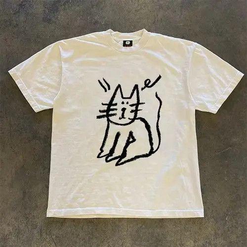 Other Cute Cat Print White Casual Retro T Shirt Hoodie, Sweatshirt | PodTeesHub.com
