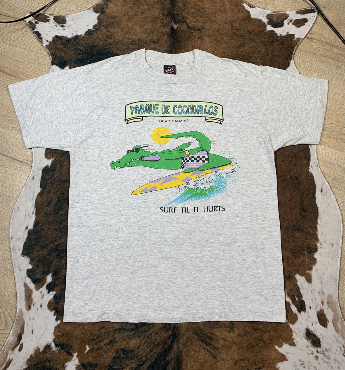 Vintage 90s Surfing Srocodile Funny T Shirt Tee Gran Canaria Hoodie, Sweatshirt | PodTeesHub.com