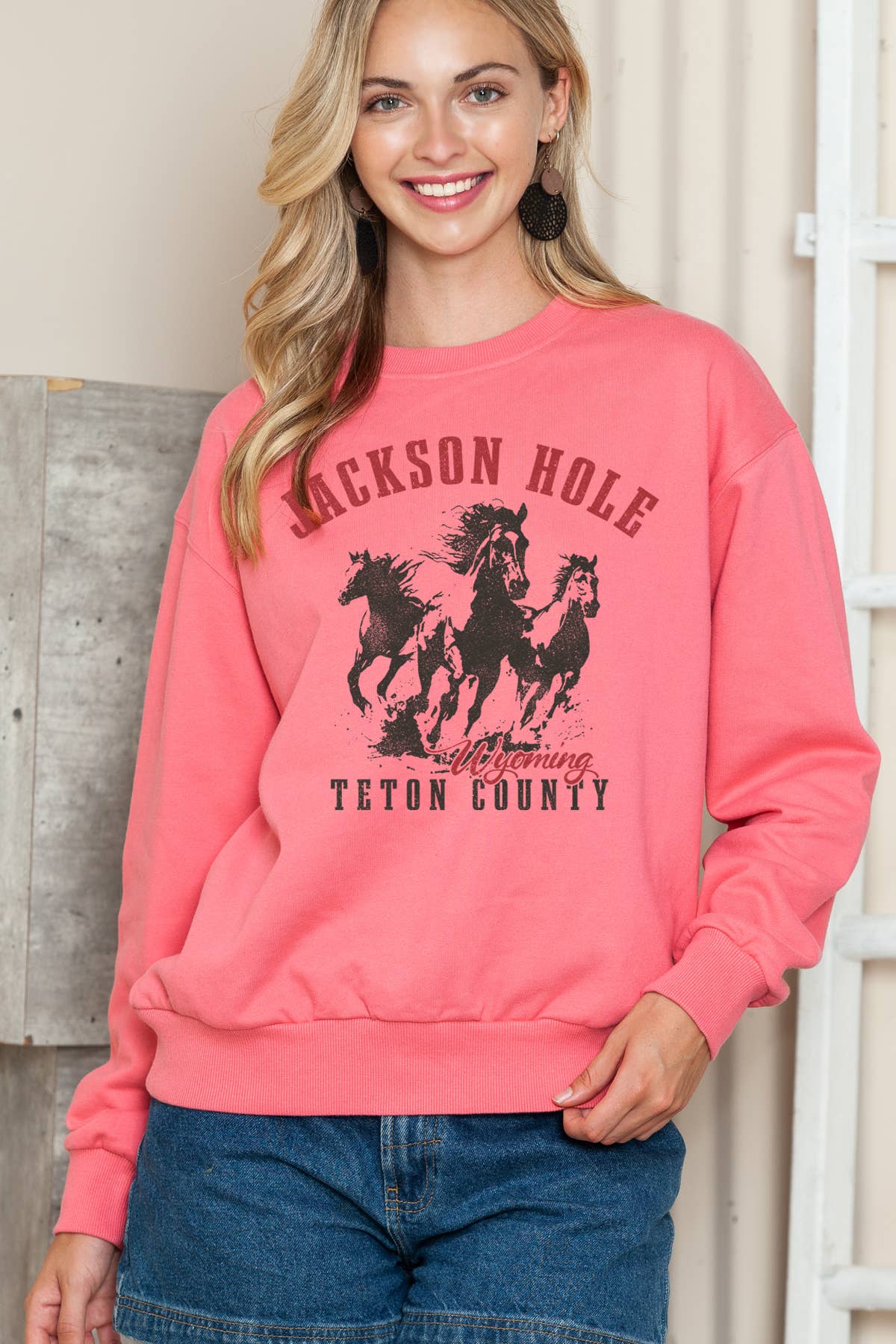 Women Horse Graphic Print Pullover Sweater Top T-Shirts, Hoodie, Sweatshirt | PodTeesHub.com