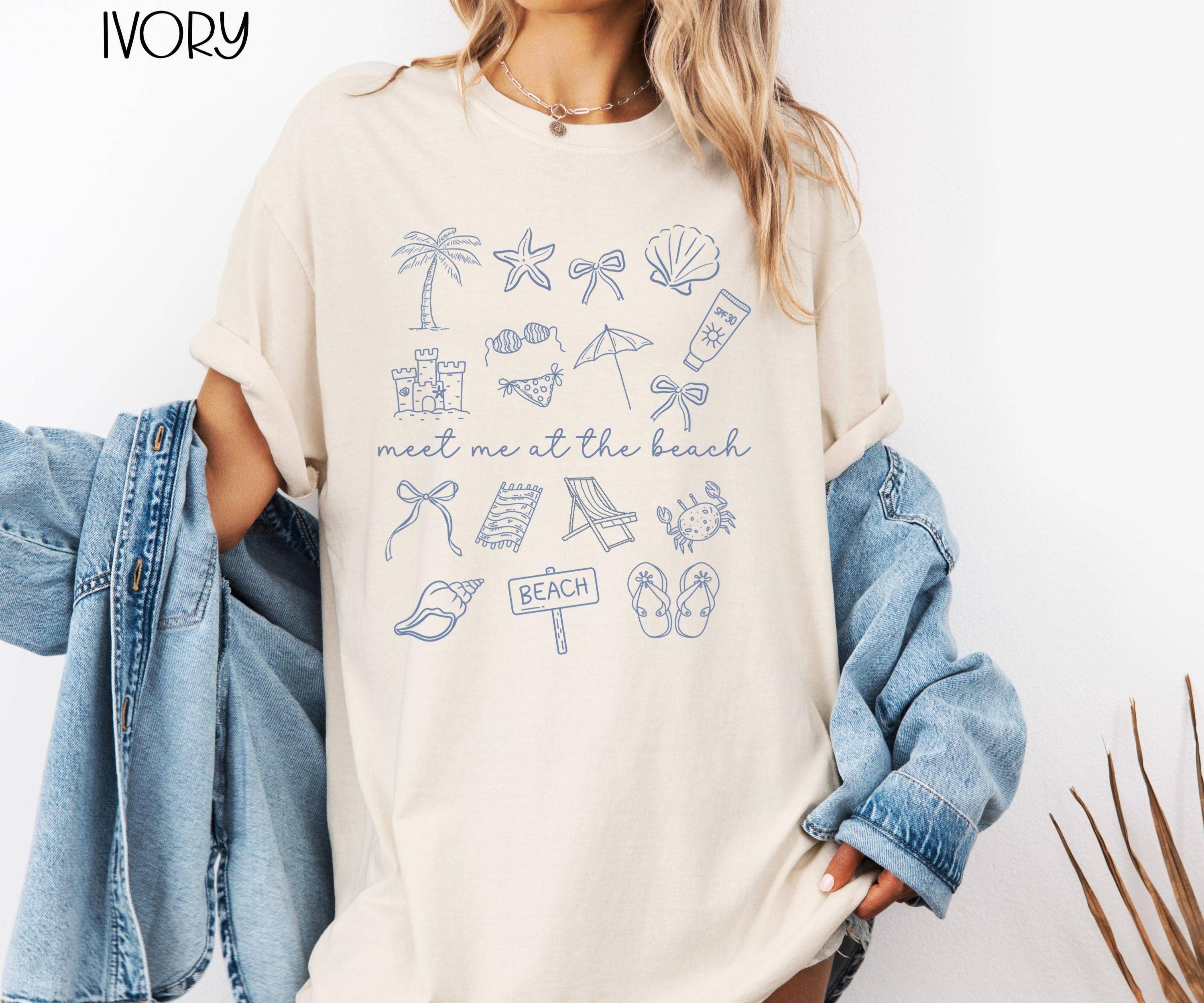 Meet Me At the Beach Coastal Tee Hoodie, Sweatshirt | PodTeesHub.com