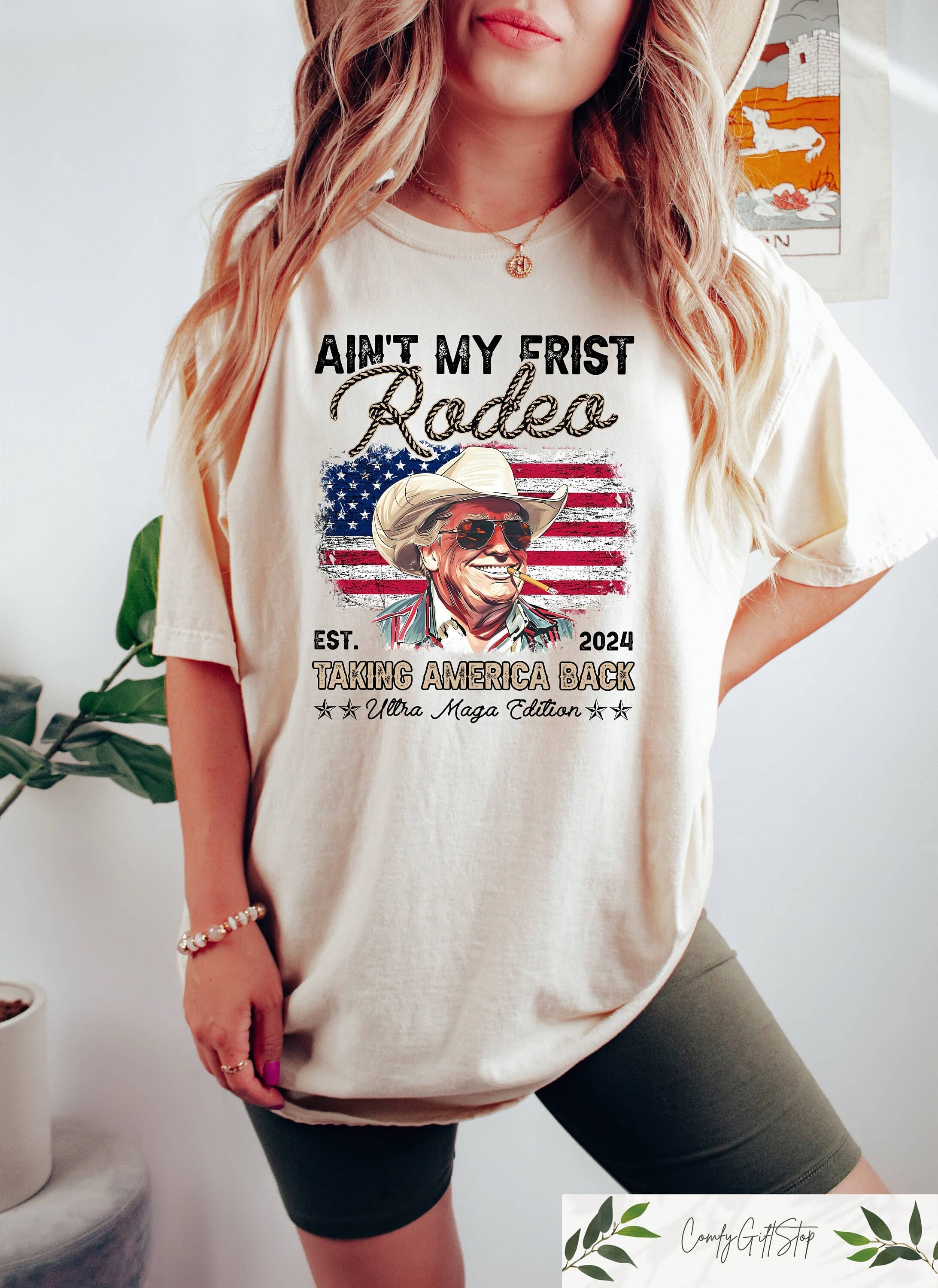Retro Ain't My First Rodeo Trump Cowboy T-Shirt, Gift Hoodie, Sweatshirt | PodTeesHub.com