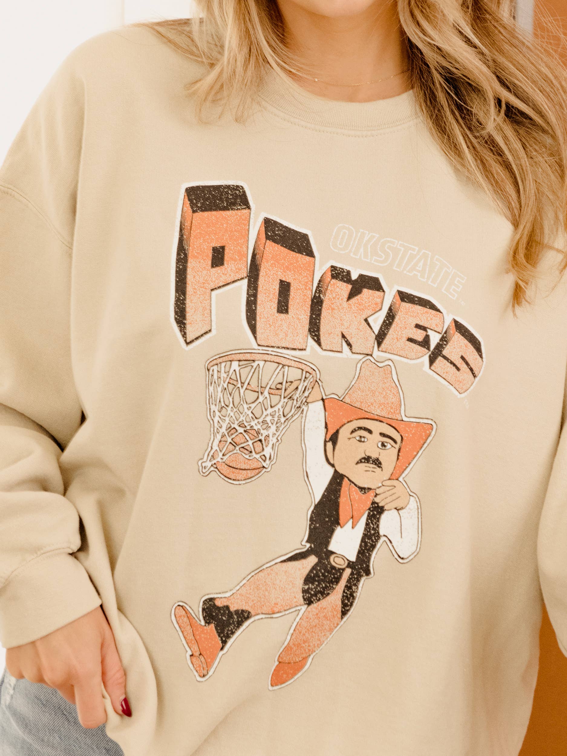 Osu Cowboys Mascot Basketball Dunk Sand Thrifted Sweatshirt T-Shirts, Hoodie | PodTeesHub.com