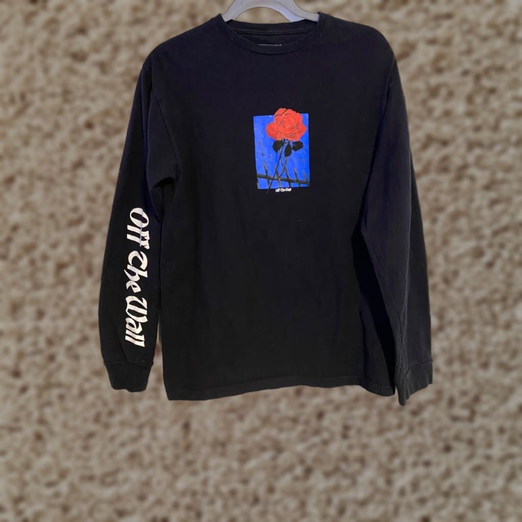 Vans Long Sleeve T Shirt Rose Graphic Off The Wall Y2k Skater Grunge Black Men L Hoodie, Sweatshirt | PodTeesHub.com
