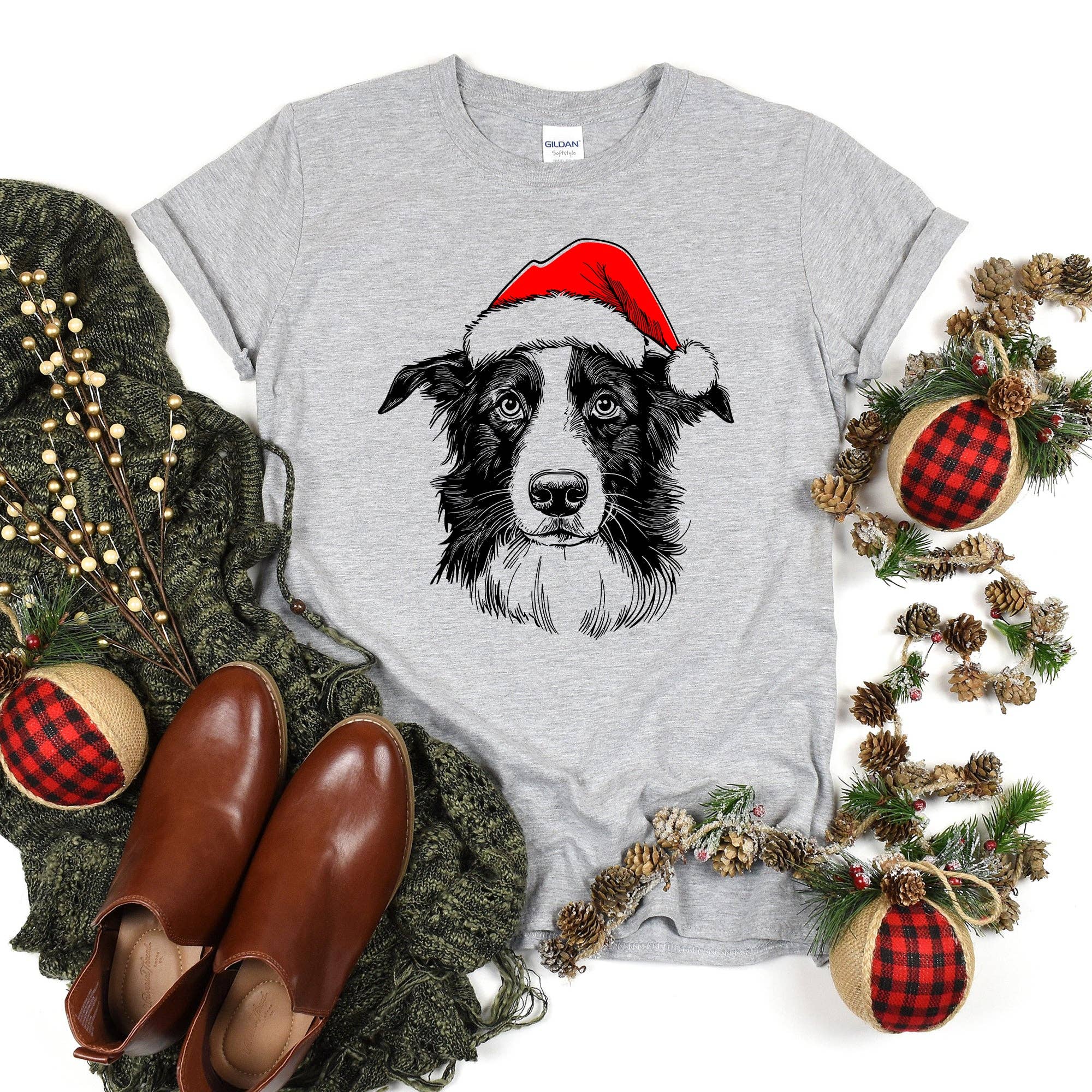 Border Collie, Santa, Dog, Christmas, Dog Lover, Pet T-Shirt Hoodie, Sweatshirt | PodTeesHub.com