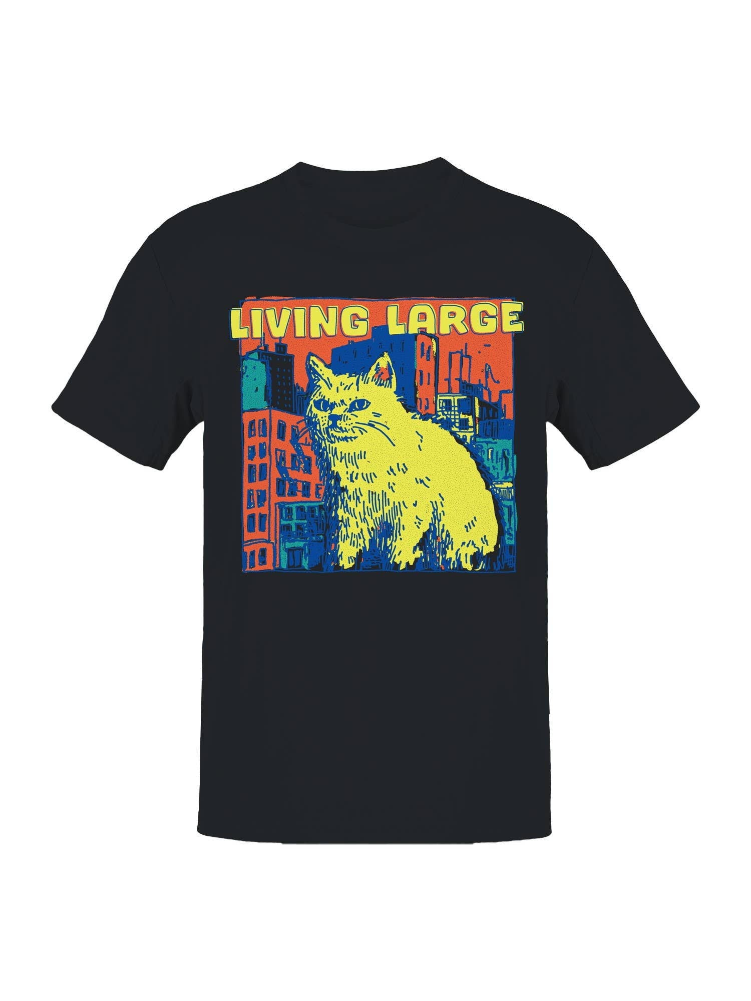 Giant Cat in Urban Jungle Men's T-Shirt Hoodie, Sweatshirt | PodTeesHub.com