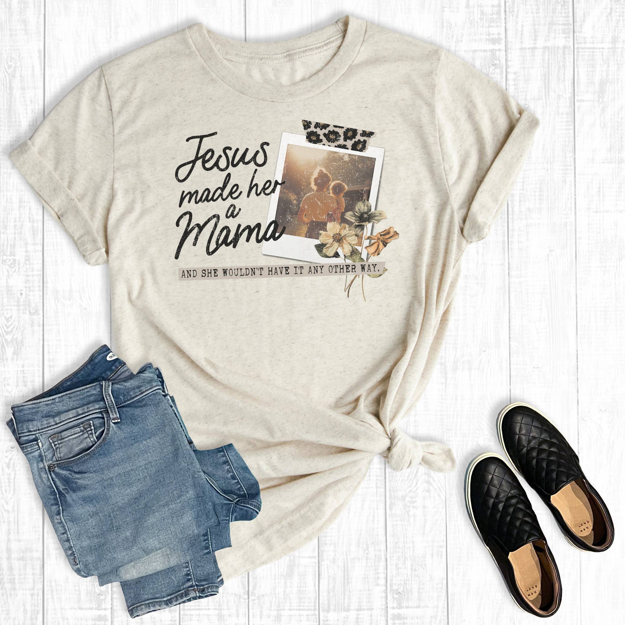 Mother's Day Jesus Made Her A Mama Graphic Tee Hoodie, Sweatshirt | PodTeesHub.com