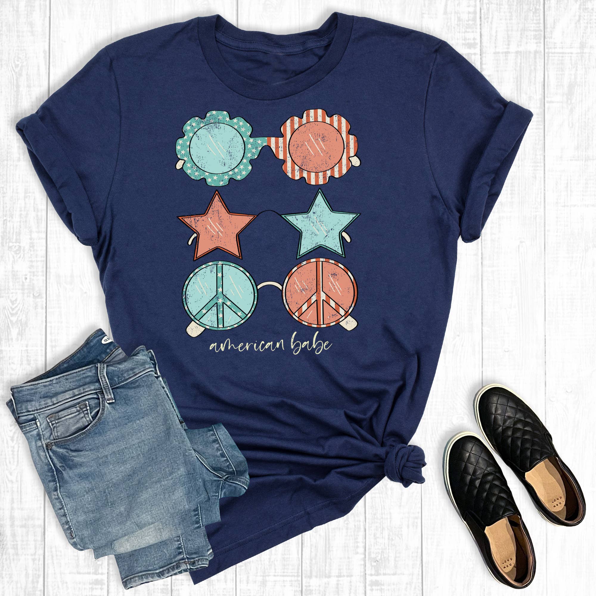July 4th American Babe Graphic Tee Hoodie, Sweatshirt | PodTeesHub.com