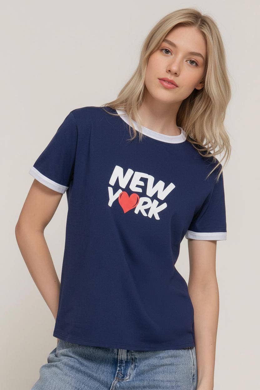 0109 Crew Neck "New York" Ringer Tee SI-27987 Hoodie, Sweatshirt | PodTeesHub.com
