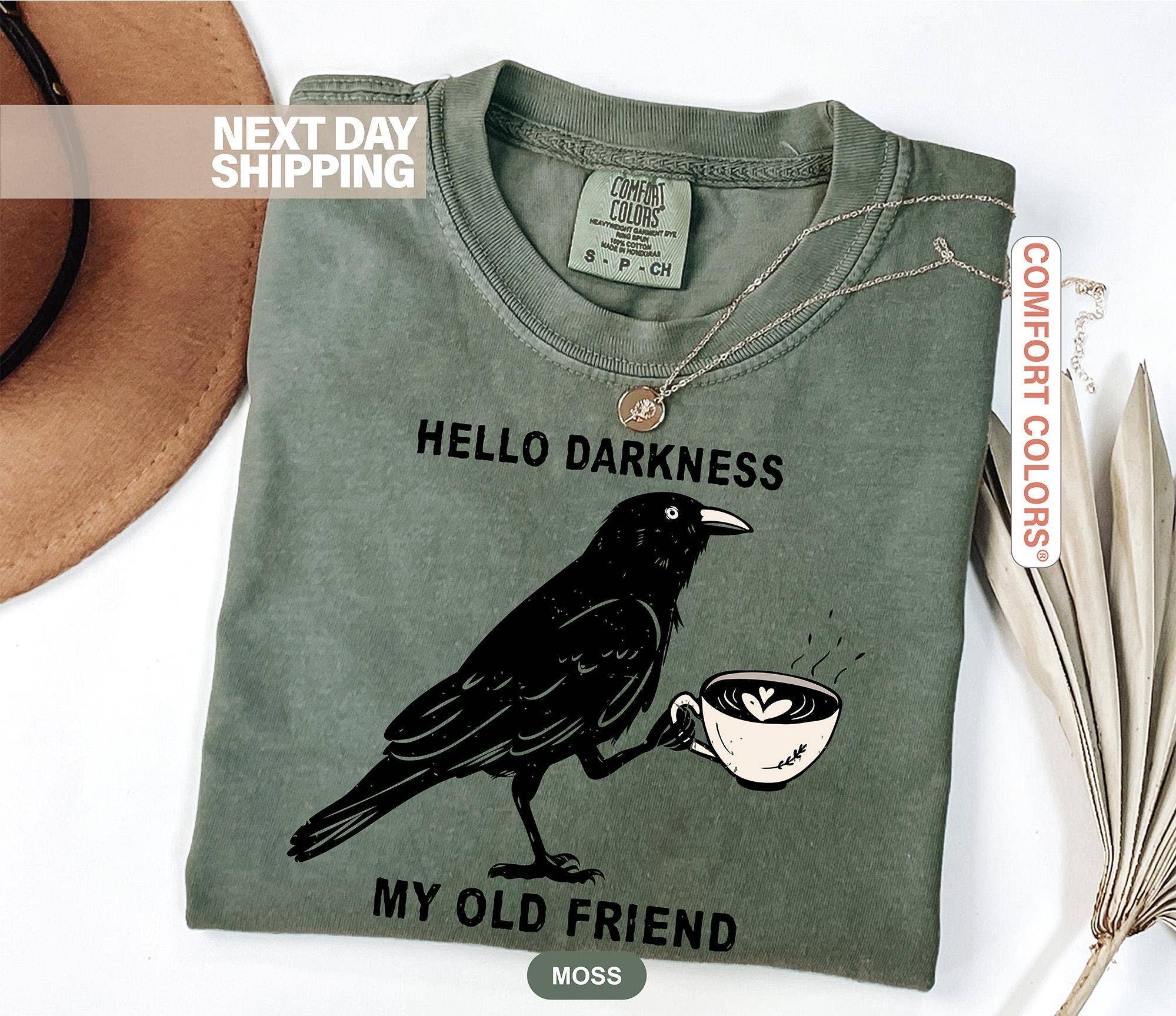 Raven Crow Coffee Halloween T-Shirt Fall Tee Unisex Gift Hoodie, Sweatshirt | PodTeesHub.com