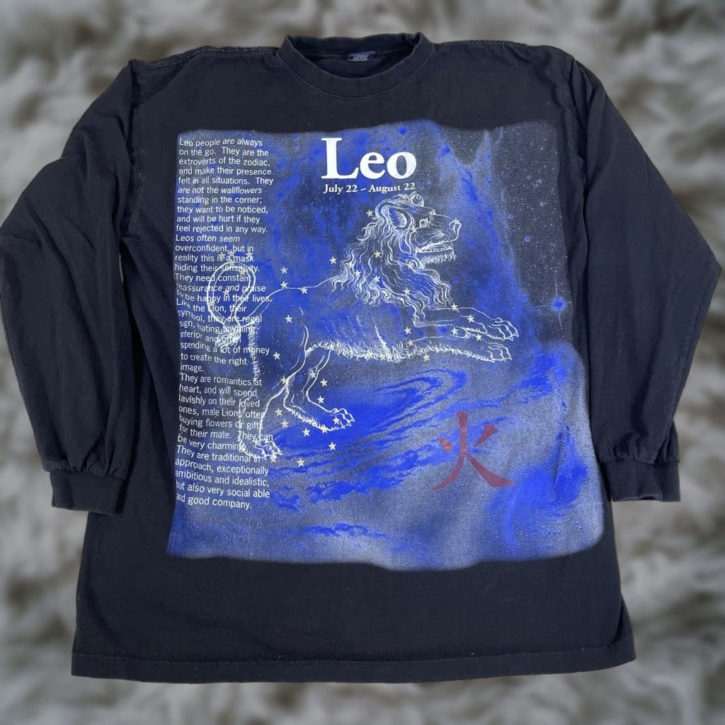 Vintage Vast T Shirt Lion Leo Sign Astrology Black 2xl Long Sleeve Oversized Men S Mens Hoodie, Sweatshirt | PodTeesHub.com