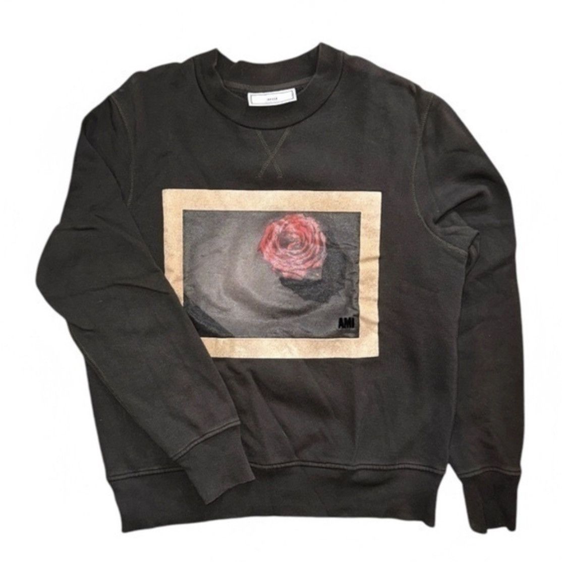 Ami Paris Black Rose Graphic Sweatshirt Velvet Logo T-Shirts, Hoodie | PodTeesHub.com