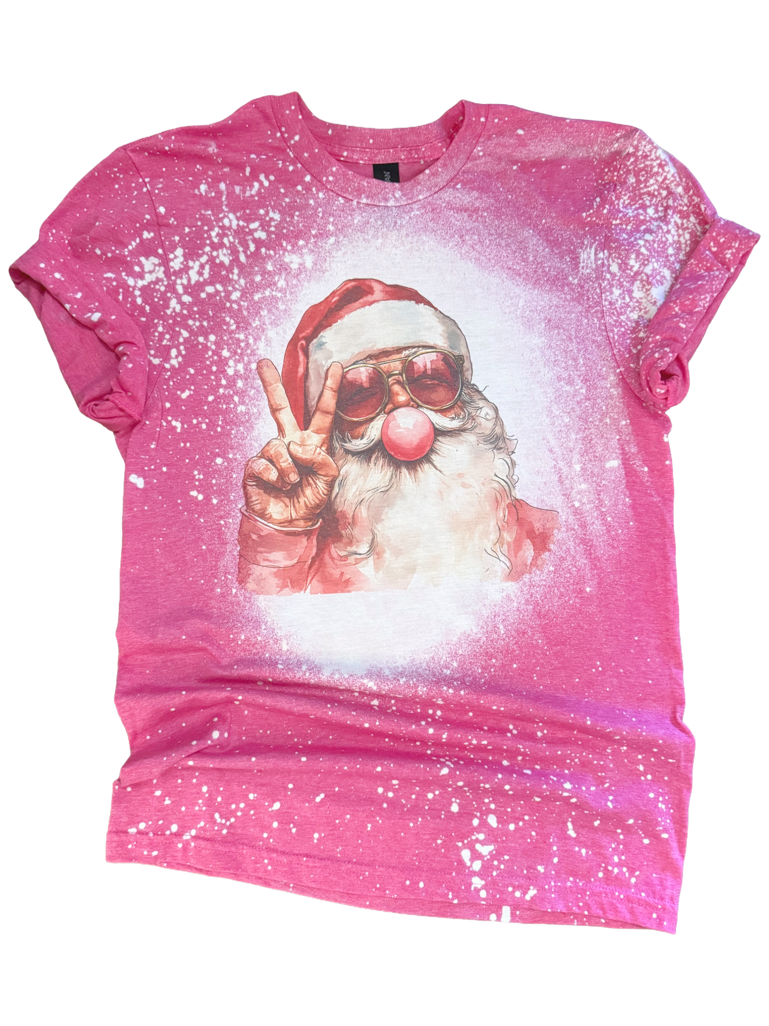 Bubblegum Santa Christmas Bleached Tee Hoodie, Sweatshirt | PodTeesHub.com