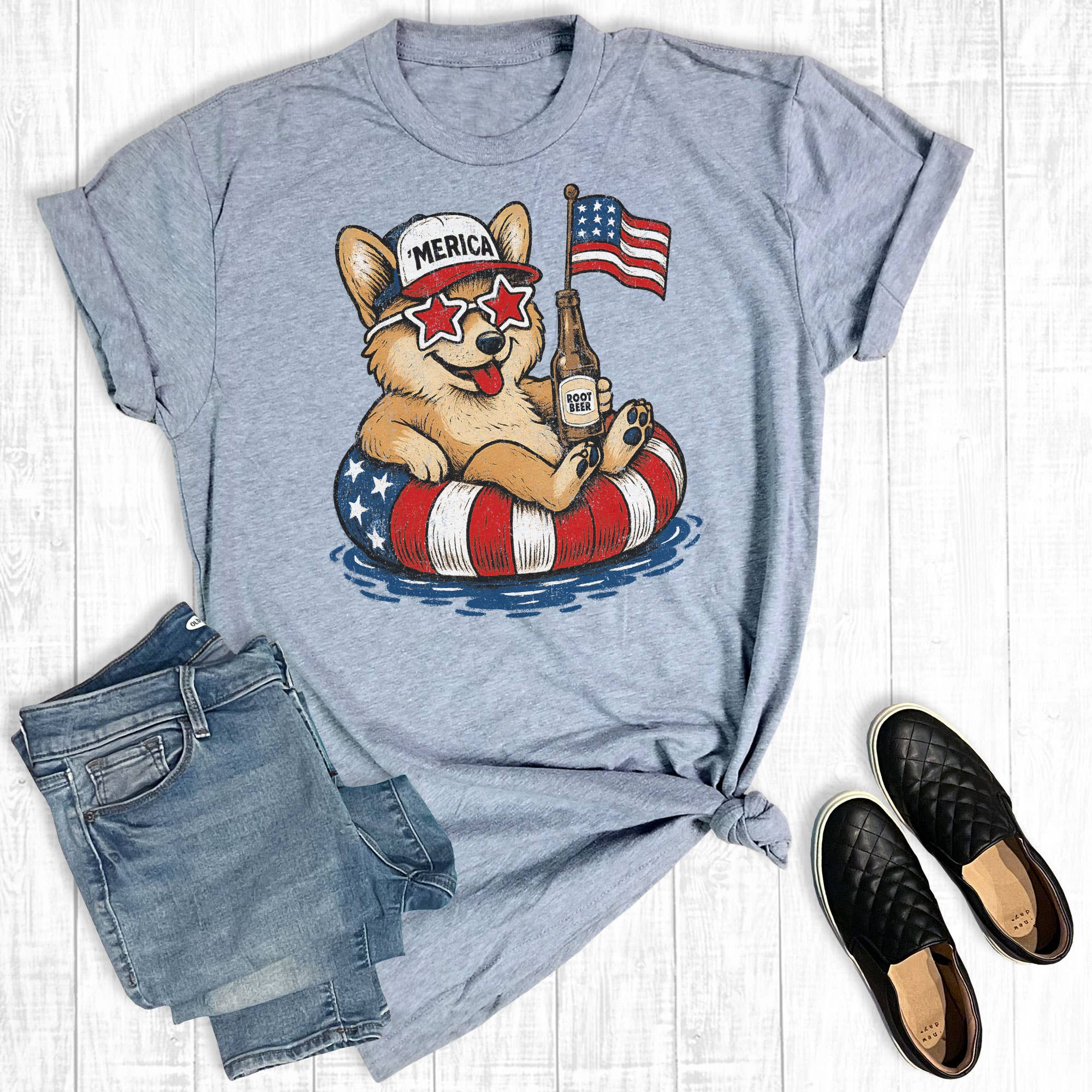 4th of July Patriotic Corgi Graphic Tee Hoodie, Sweatshirt | PodTeesHub.com