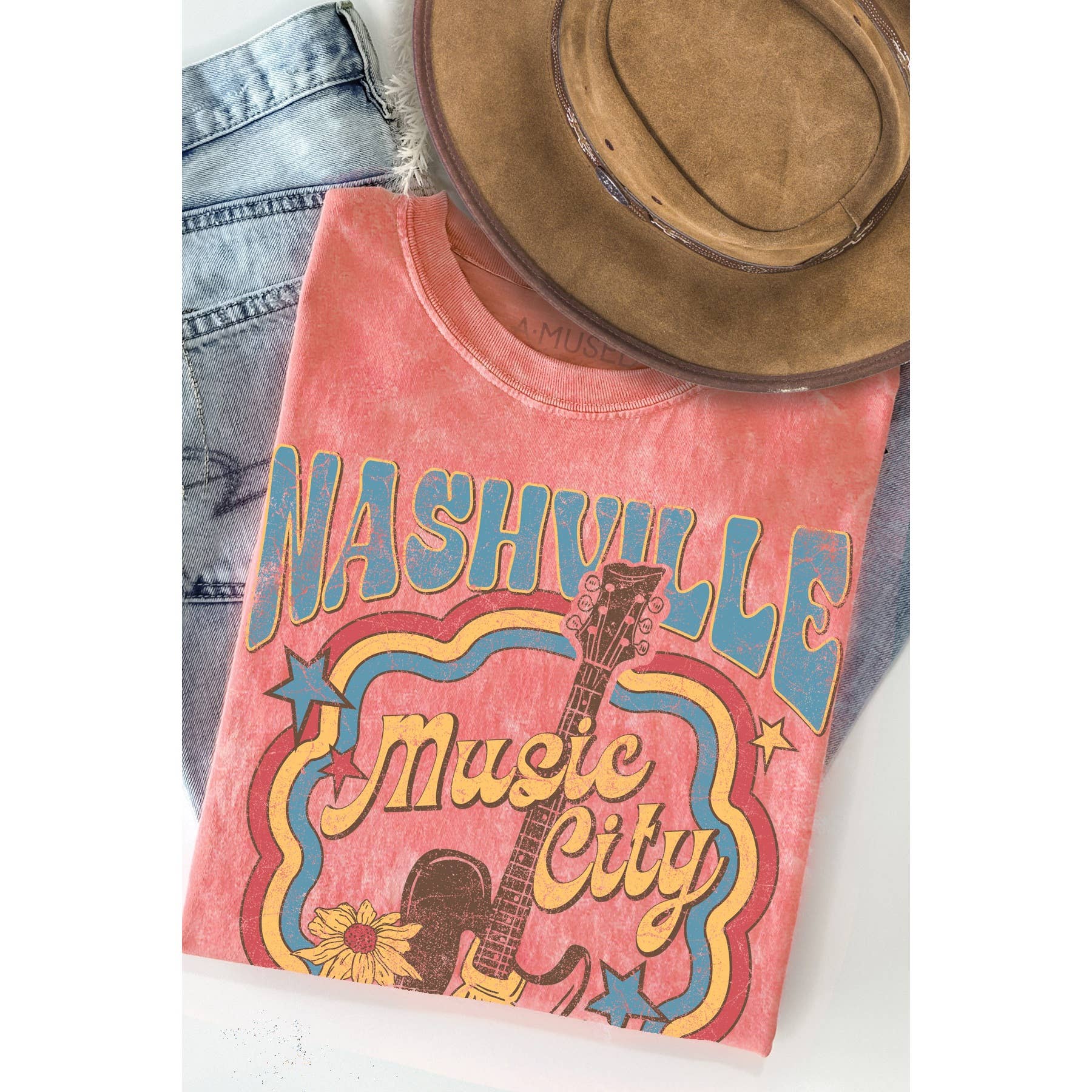 Nashville Women's Vintage Mineral Wash T-Shirt Hoodie, Sweatshirt | PodTeesHub.com
