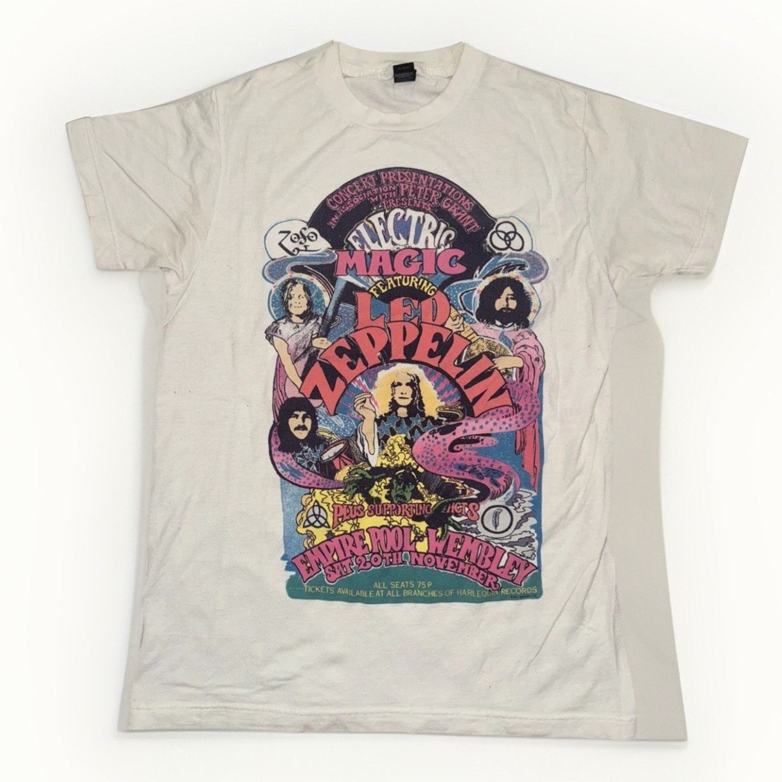 Led Zeppelin X Vintage Led Zeppelin Electric Magic Concert Poster White S T-Shirts, Hoodie, Sweatshirt