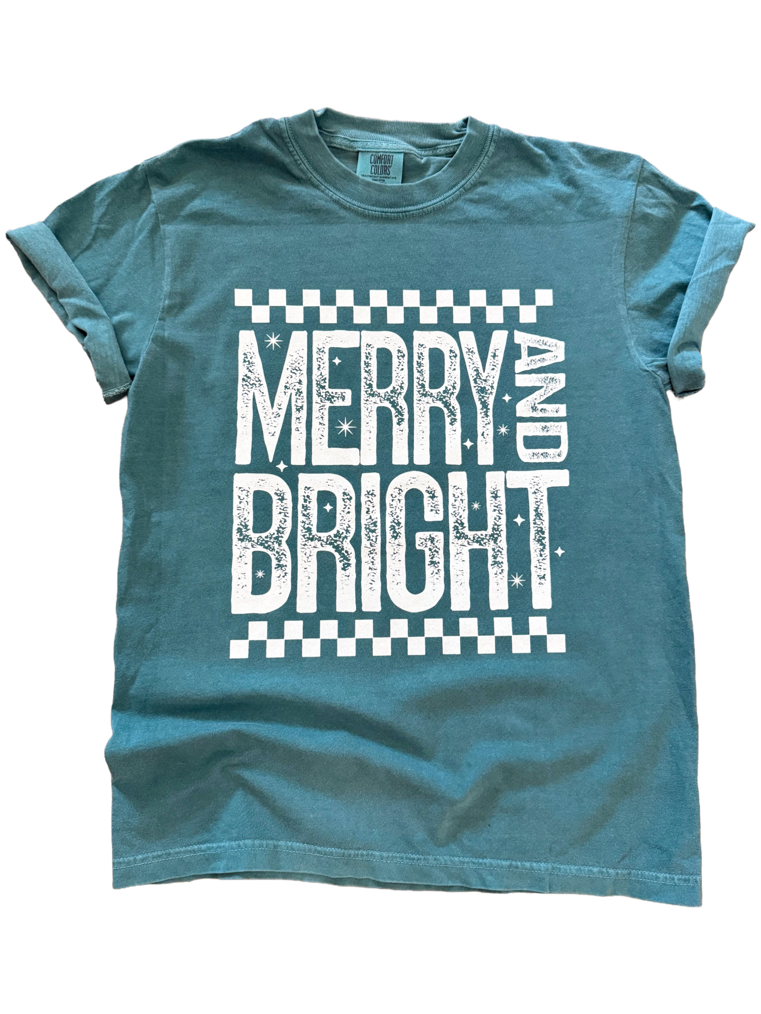 Merry and Bright – Retro Checkered Christmas Tee Hoodie, Sweatshirt | PodTeesHub.com
