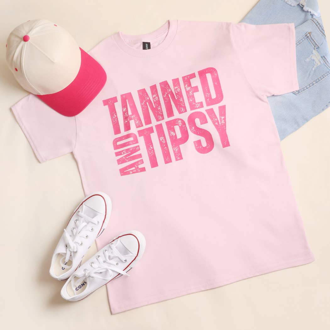 Tanned and Tipsy Distressed Heavy Cotton Graphic T-Shirt Hoodie, Sweatshirt | PodTeesHub.com