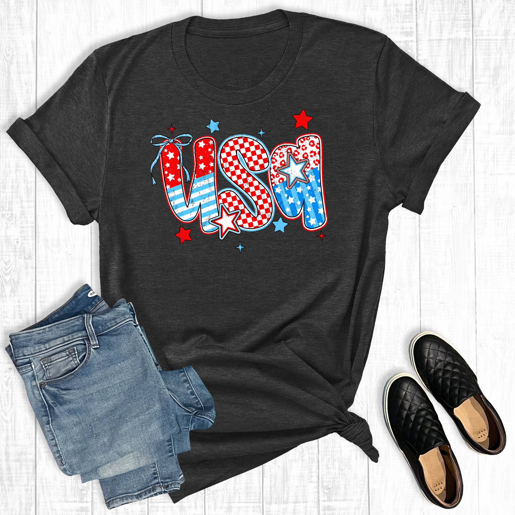 4th of July Coquette USA Graphic Tee Hoodie, Sweatshirt | PodTeesHub.com