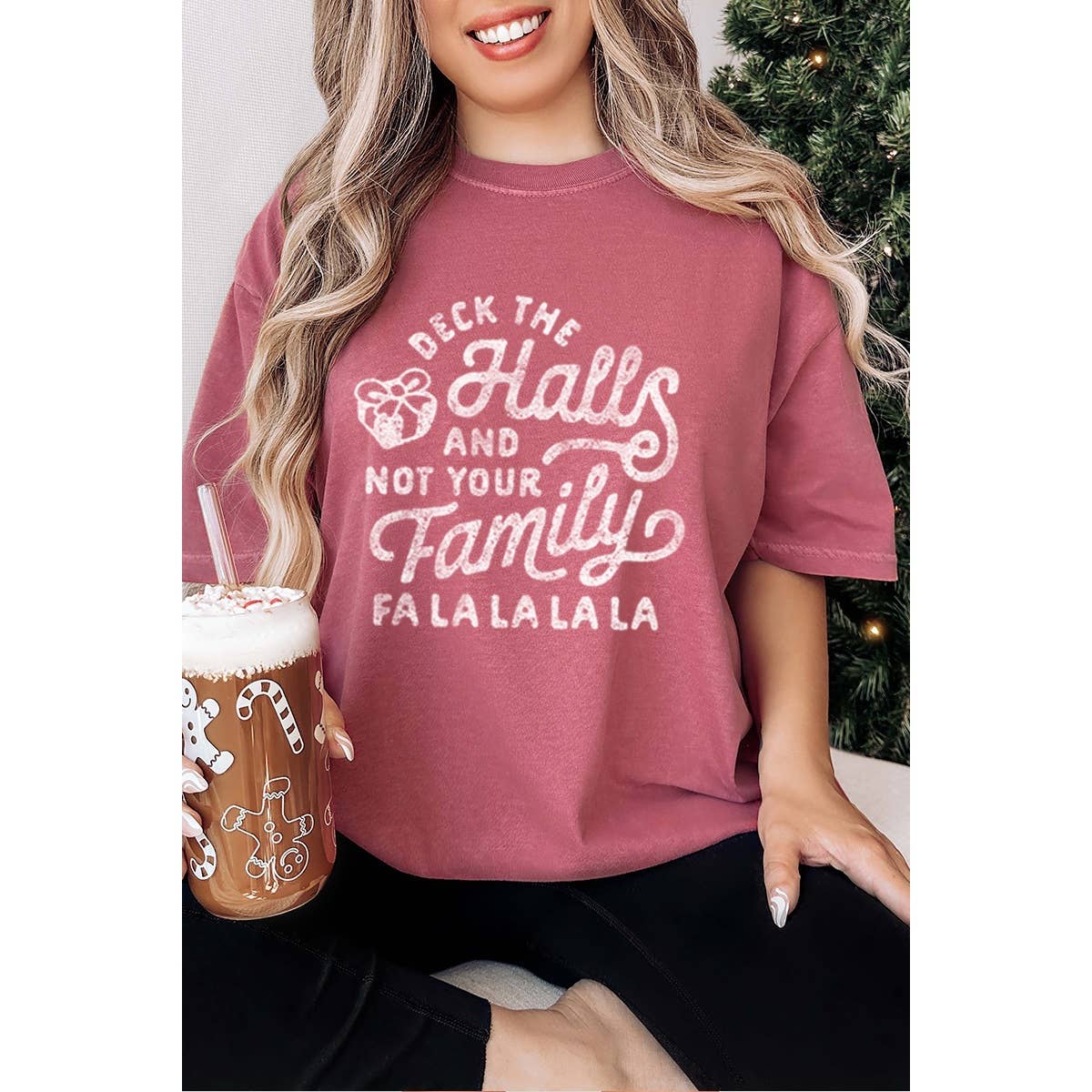Deck the Halls Vintage Graphic Oversized Tee Hoodie, Sweatshirt | PodTeesHub.com