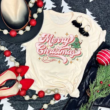 Merry Christmas Retro Soft Cream Everyday Tee Hoodie, Sweatshirt | PodTeesHub.com