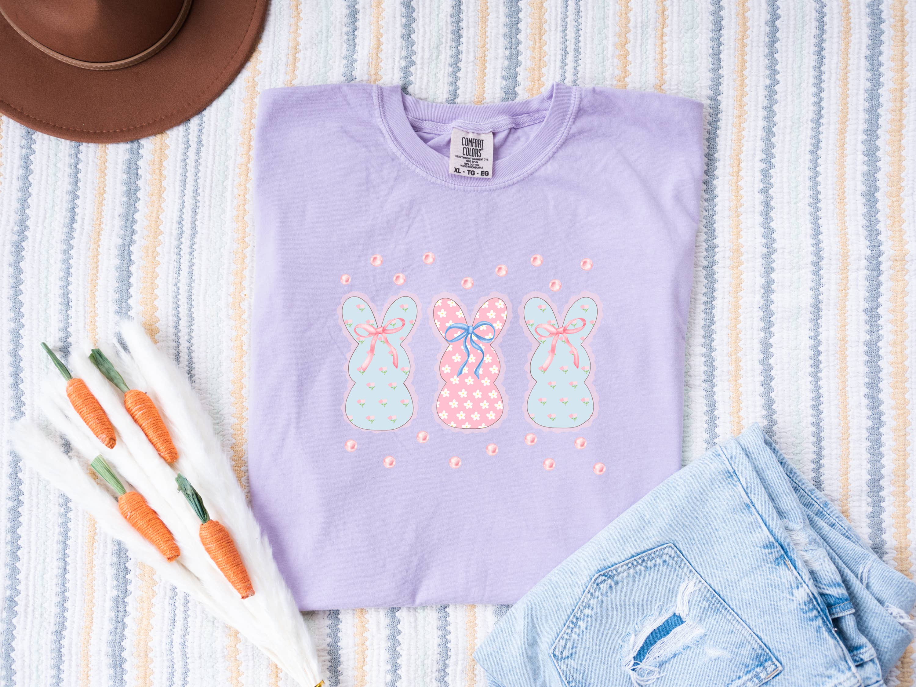 Easter T Shirt, Easter Bunny Shirt, Bow Shirt, Pastels Hoodie, Sweatshirt | PodTeesHub.com