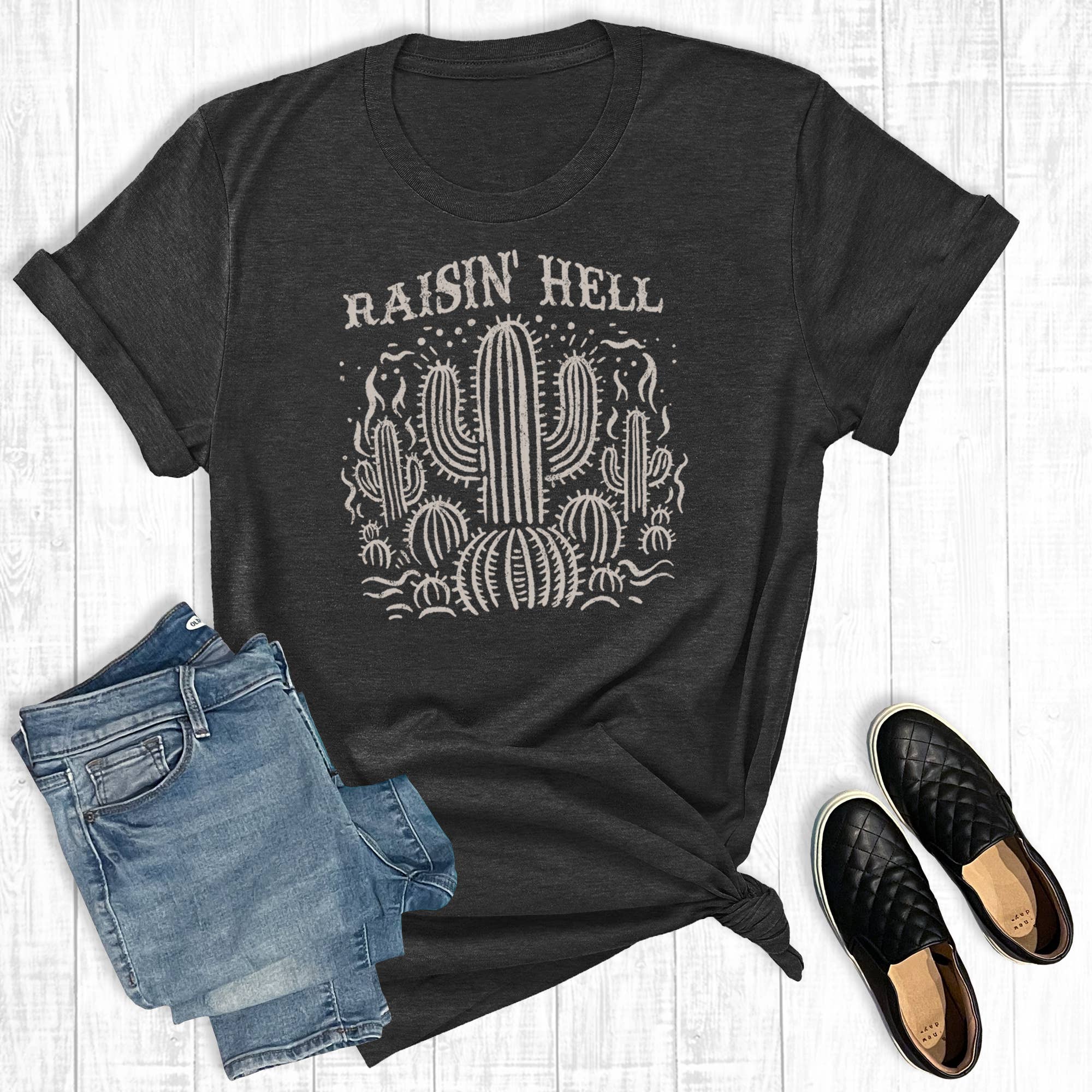 Western Cactus Graphic Tee Hoodie, Sweatshirt | PodTeesHub.com