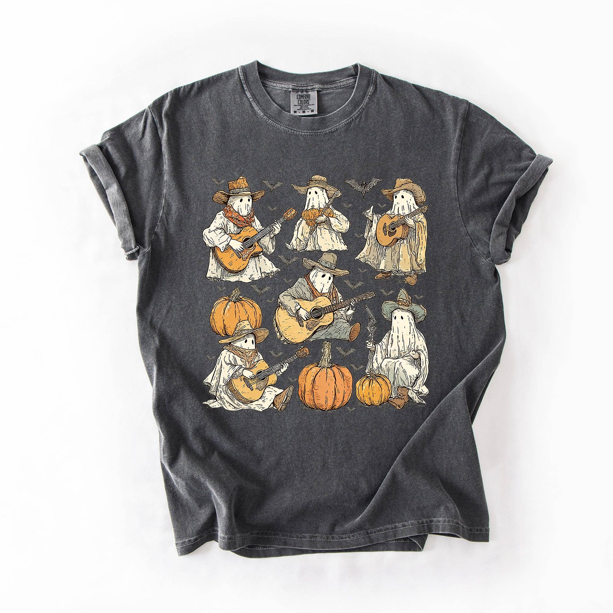 Ghost Cowboys, Halloween, Bats Spooky Comfort Colors T-Shirt Hoodie, Sweatshirt | PodTeesHub.com