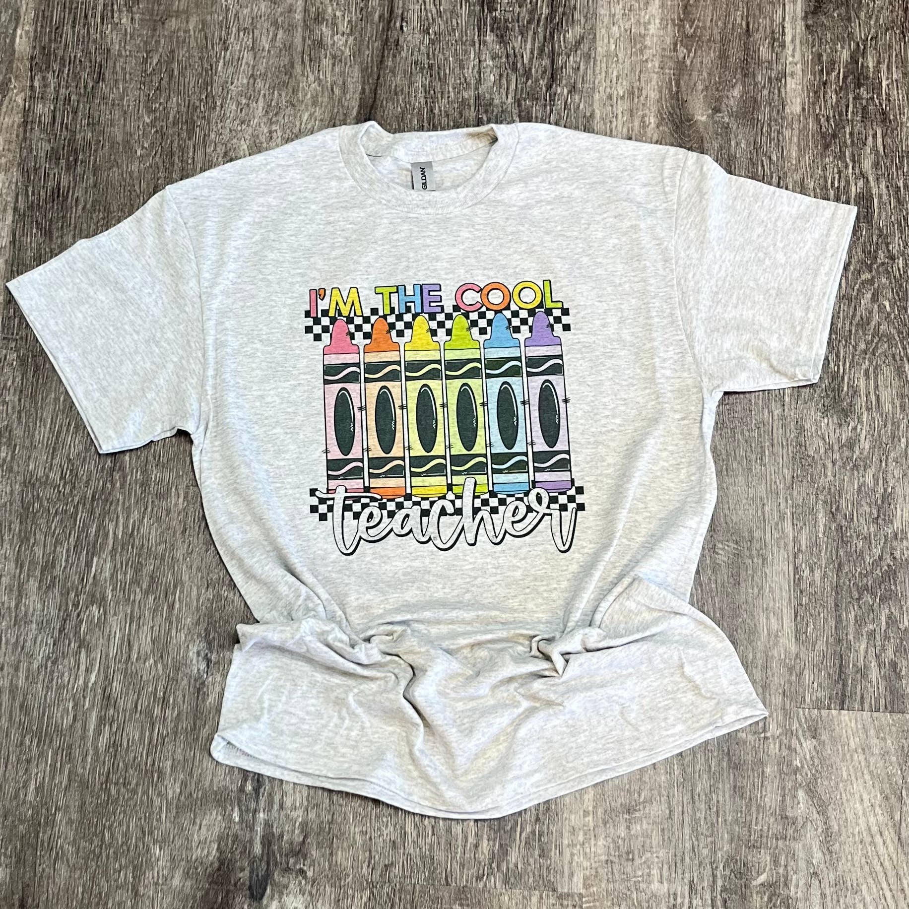 I’M the Cool Teacher Crayons On Ash Gray Tee Hoodie, Sweatshirt | PodTeesHub.com