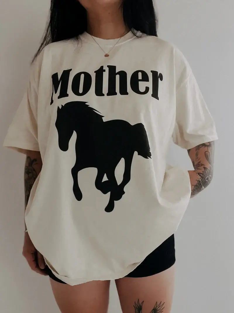 Mother Stallion Western Mom Graphic Tee - Ivory Hoodie, Sweatshirt | PodTeesHub.com