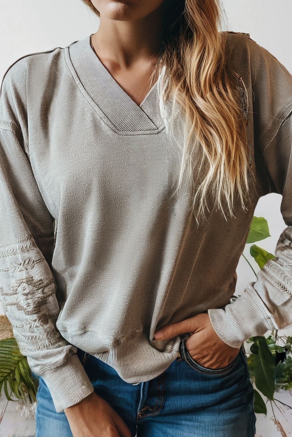 Western Embroidered Western V Neck Sweatshirt (S-Xl) T-Shirts, Hoodie | PodTeesHub.com