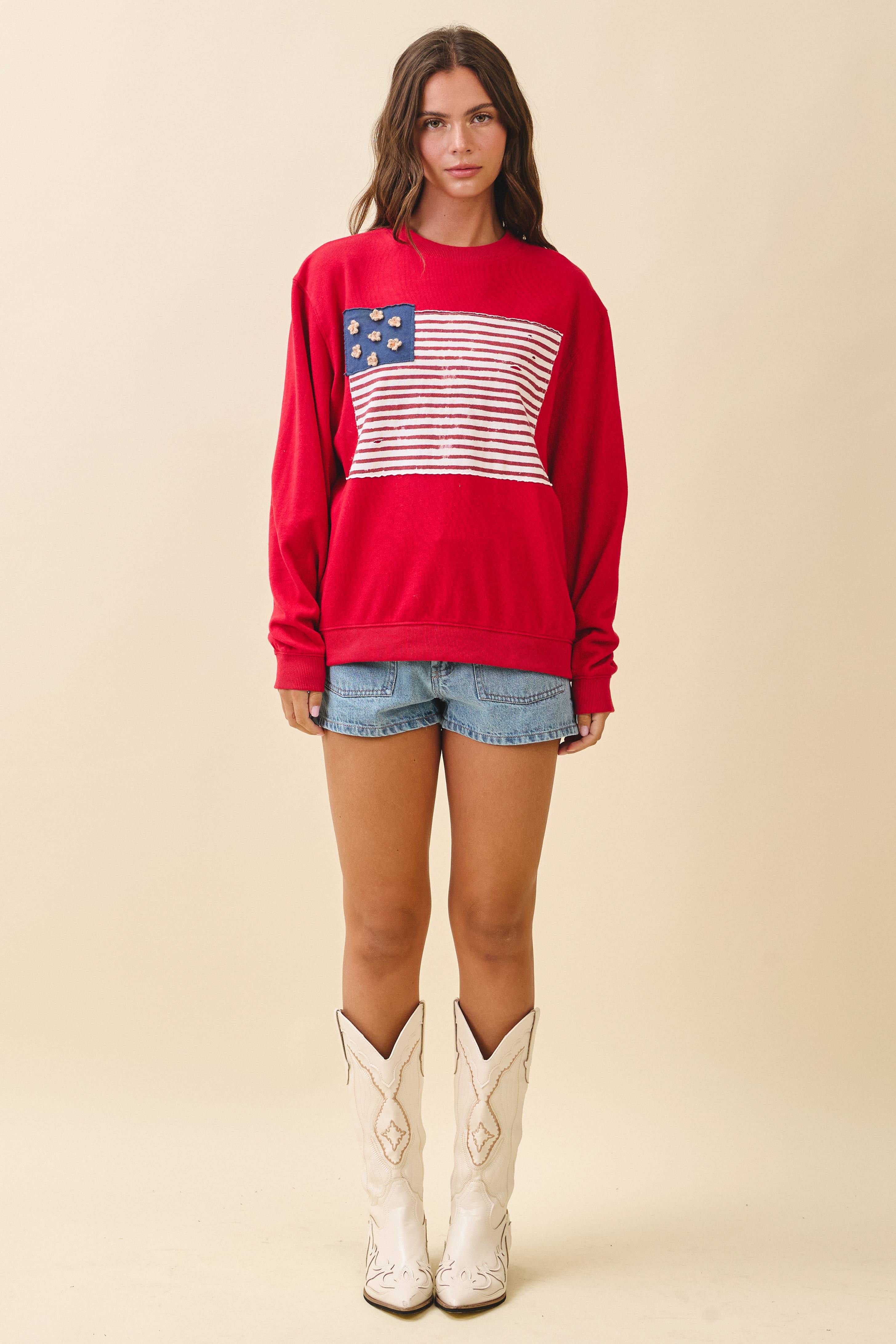 9156HK Flag Patch Fleece Pullover Sweatshirt T-Shirts, Hoodie | PodTeesHub.com