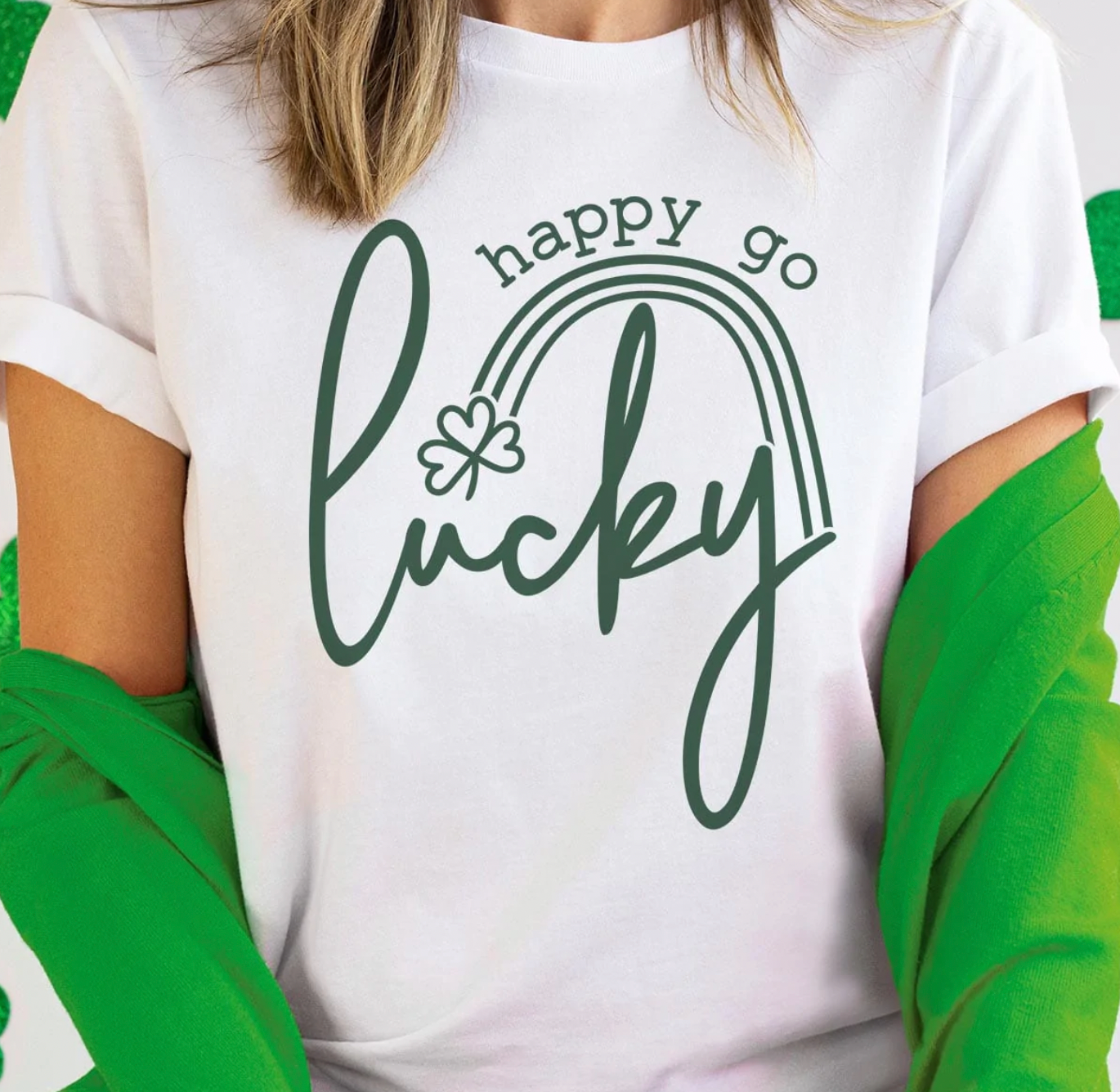 Happy Go Lucky Saint Patty's Tee- 2 Color Options Hoodie, Sweatshirt | PodTeesHub.com
