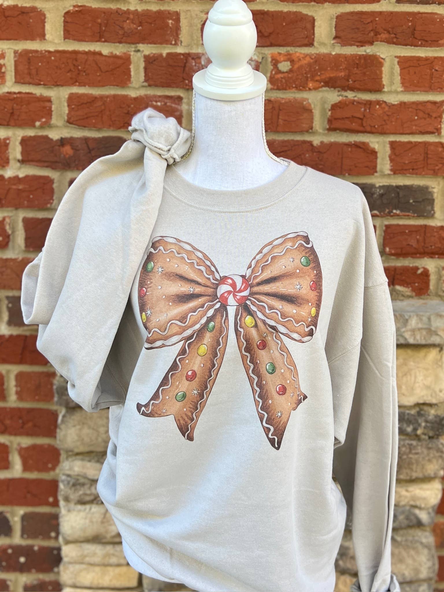 Gingerbread Bow Sweatshirt On Sand T-Shirts, Hoodie | PodTeesHub.com