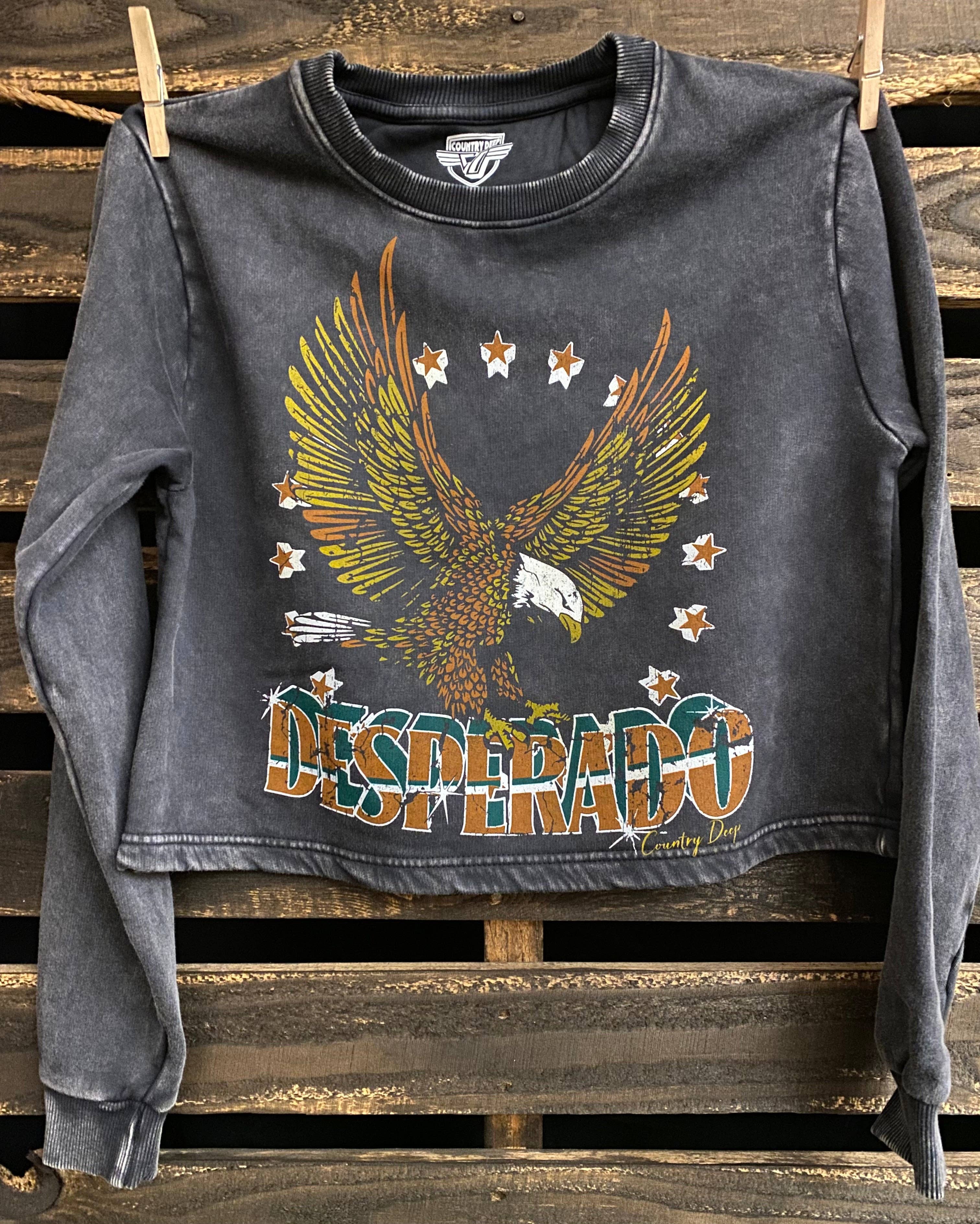 Desperado Acid Wash Cropped Crew Sweatshirt T-Shirts, Hoodie | PodTeesHub.com