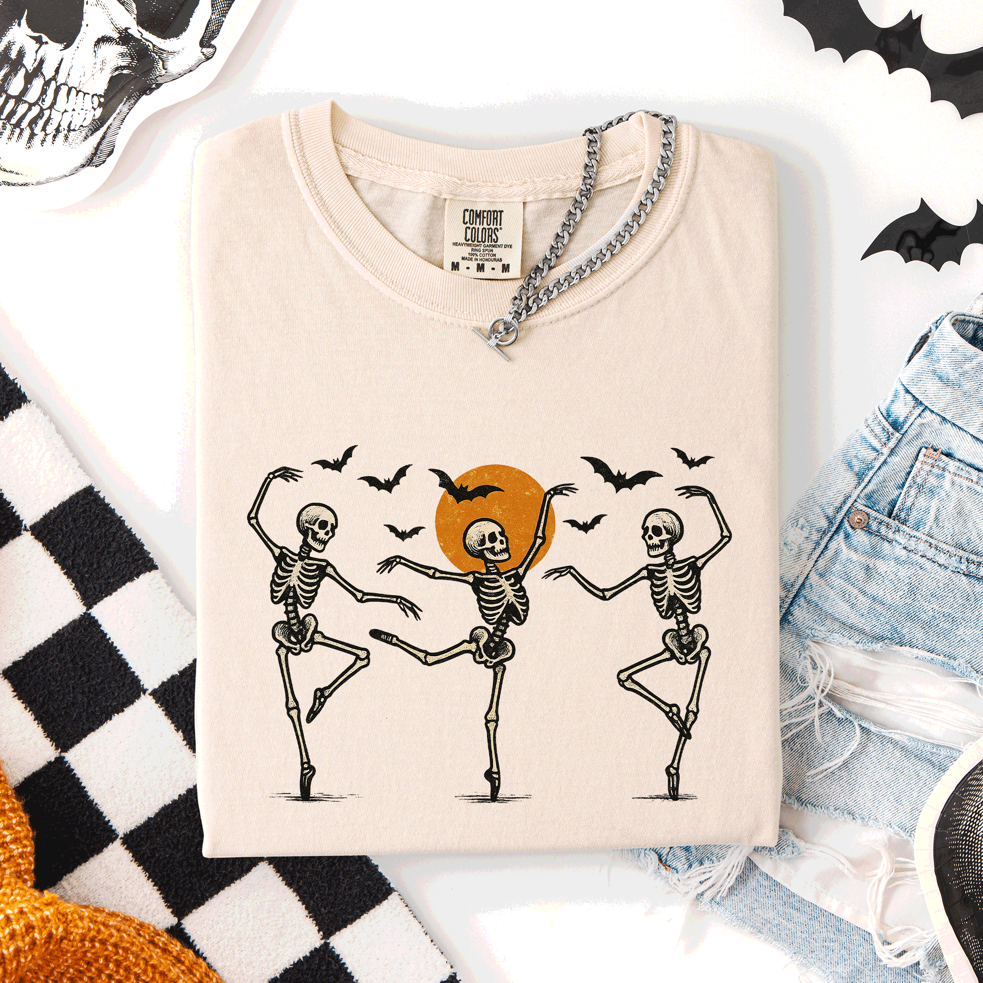 Skeleton Dancers, Halloween, Cute, Comfort Colors T-Shirt Hoodie, Sweatshirt | PodTeesHub.com