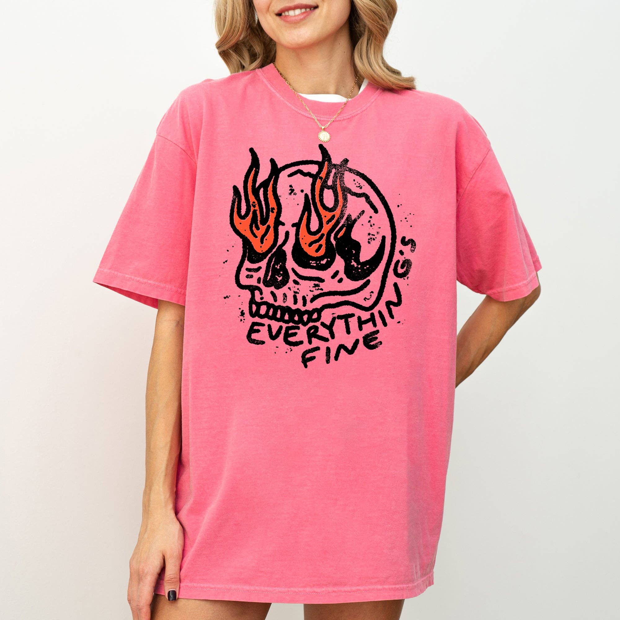 Everything's Fine, Skeleton, Fire, Halloween, Funny Shirt Hoodie, Sweatshirt | PodTeesHub.com