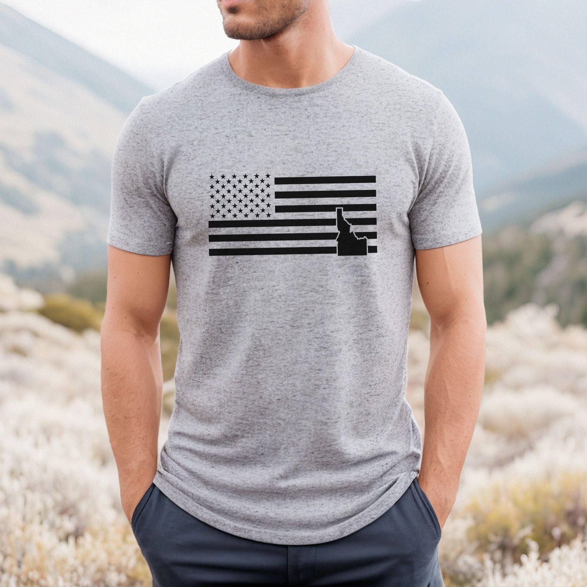 Idaho with American Flag Tshirt For Men *Unisex Fit*149 Hoodie, Sweatshirt | PodTeesHub.com