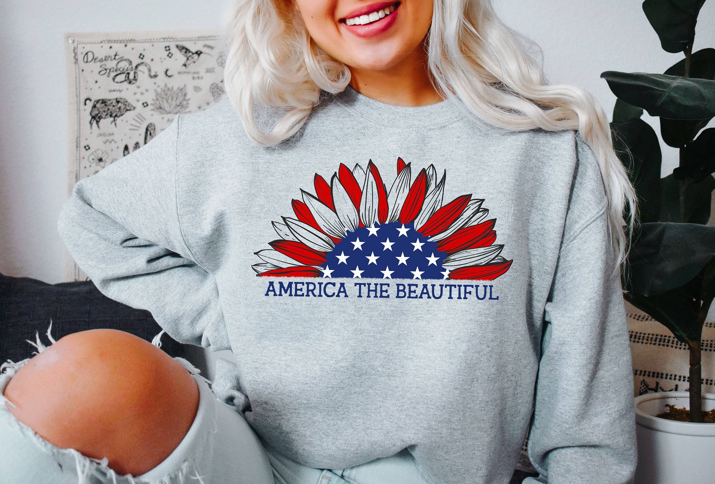 America the Beautiful Sunflower Sweatshirt T-Shirts, Hoodie | PodTeesHub.com