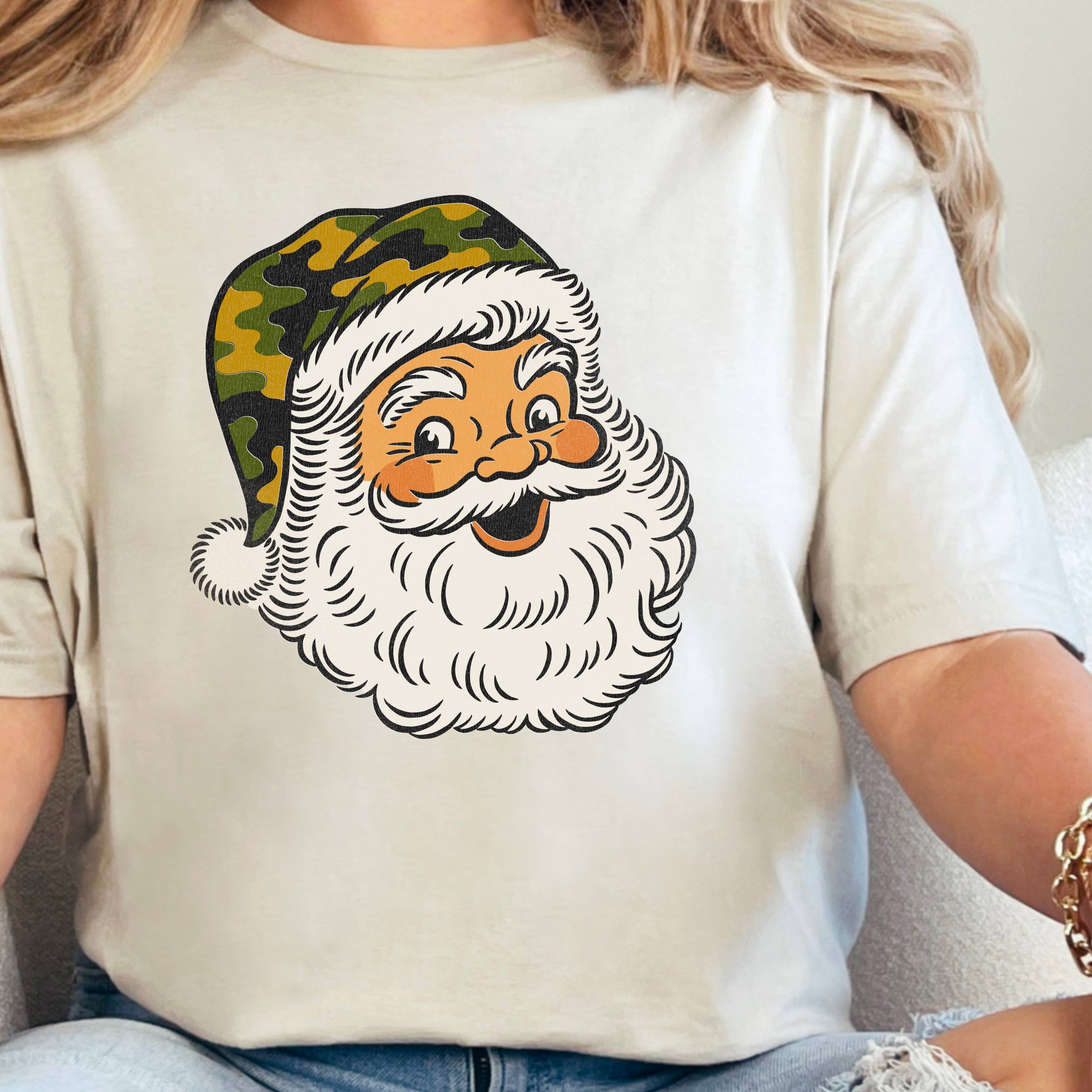 Camo Santa Christmas 2025 Graphic Tee | Gildan Hoodie, Sweatshirt | PodTeesHub.com