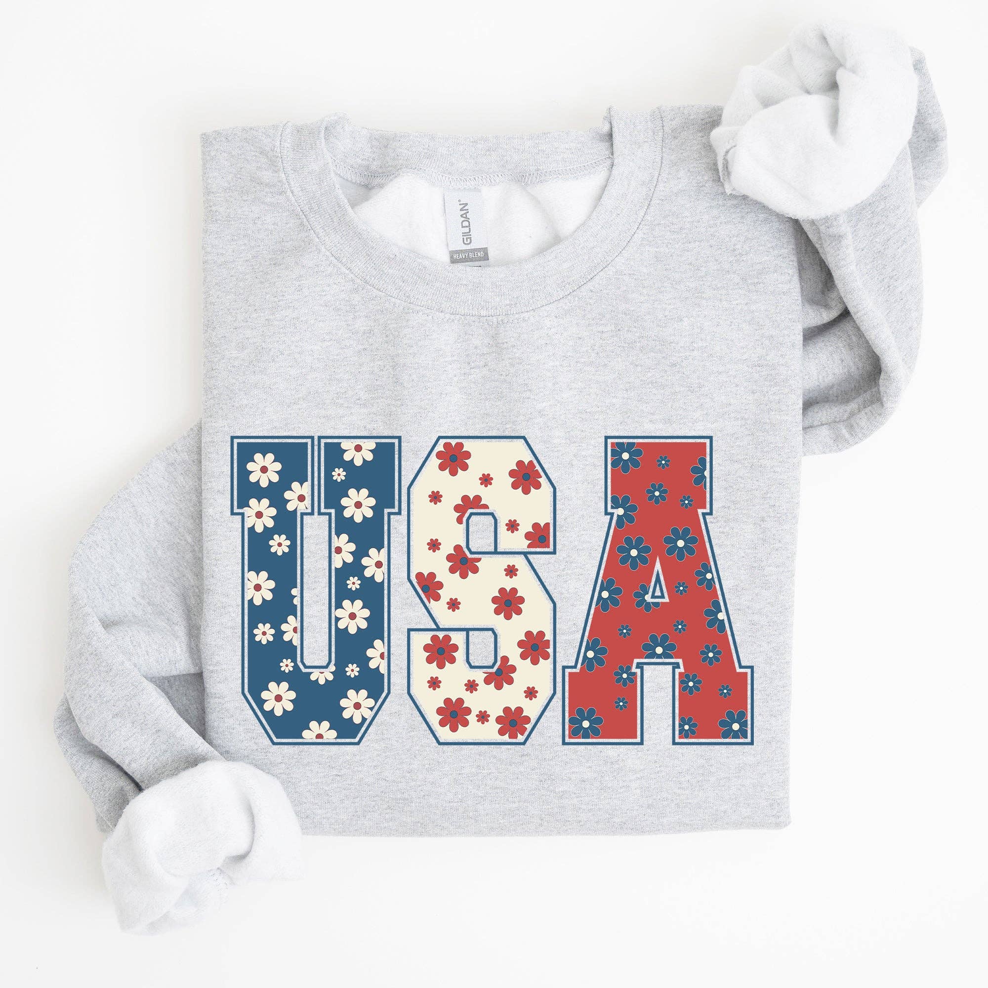 USA, Floral Print, Patriotic, America Flag Sweatshirt T-Shirts, Hoodie | PodTeesHub.com