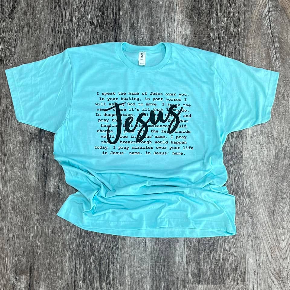 I Speak the Name of Jesus On Purist Blue Tee Hoodie, Sweatshirt | PodTeesHub.com
