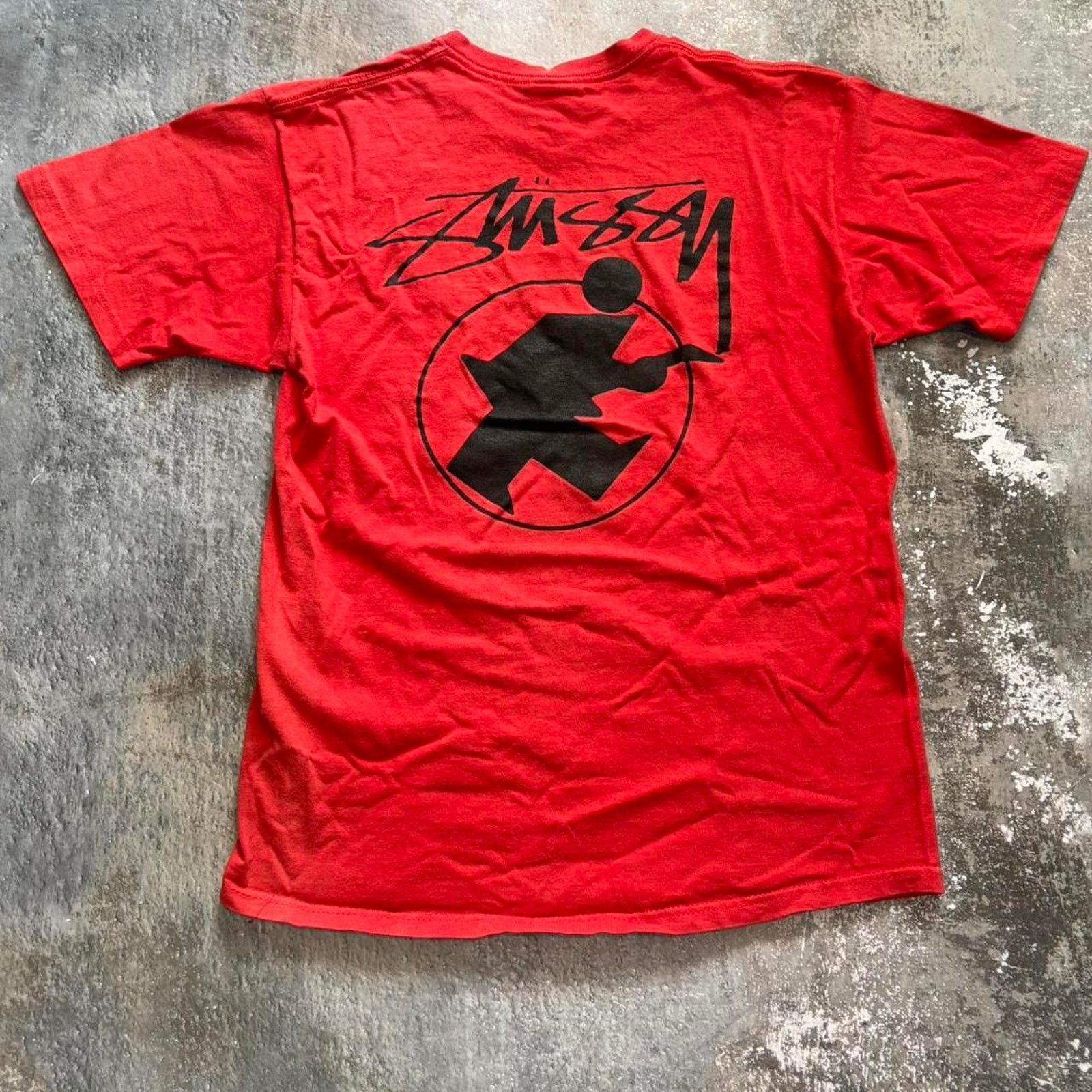 Stussy Vintage 90s Red Stussy T Shirt Surfman Back Hit Surfwear Hoodie, Sweatshirt | PodTeesHub.com