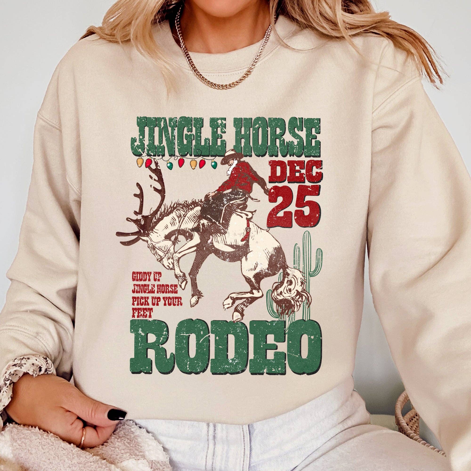 Jingle Horse Rodeo, Christmas, Cowboy, Horse Xmas Sweatshirt T-Shirts, Hoodie | PodTeesHub.com
