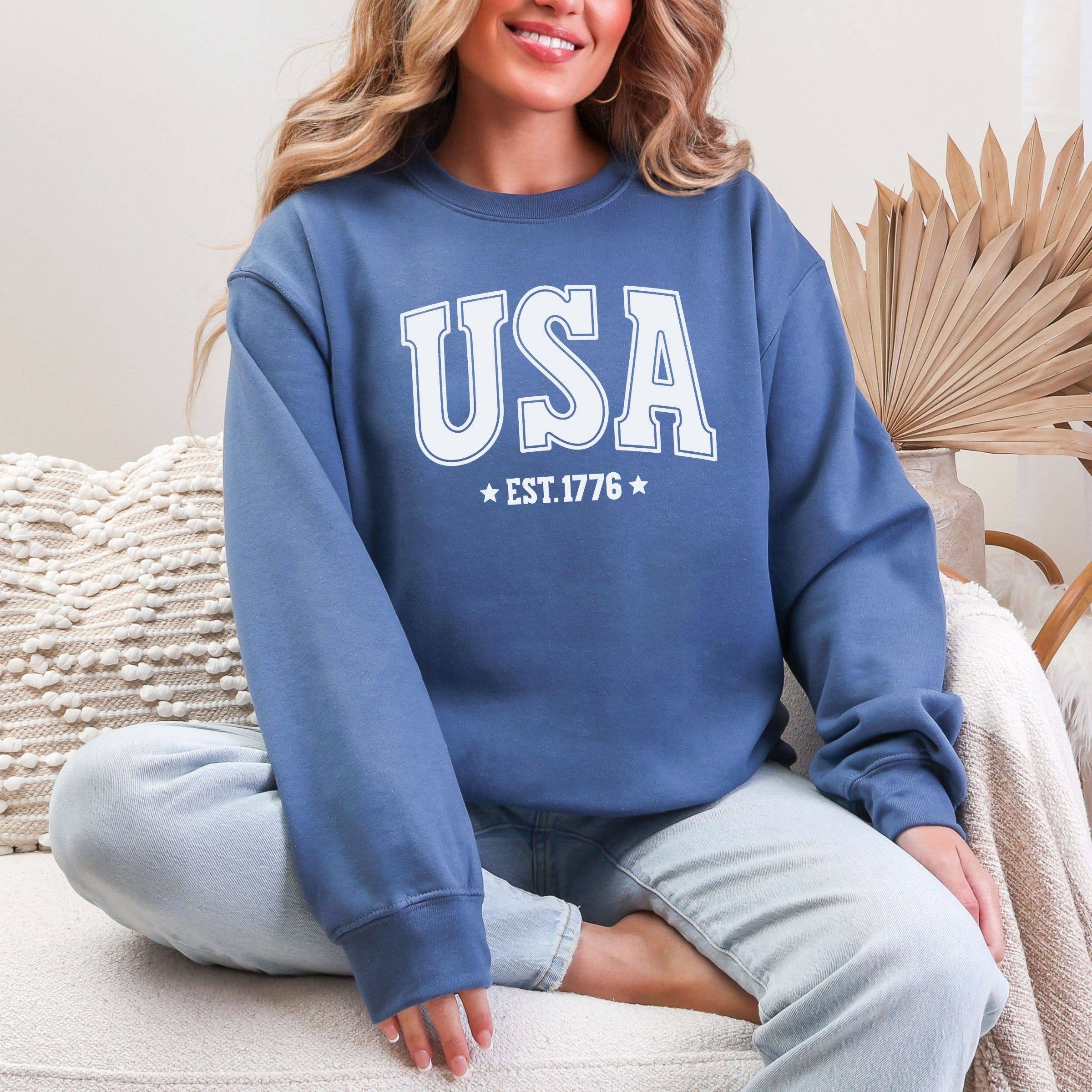 USA 1776 Sweatshirt - Summer Western Graphic 4th of July Tee Hoodie | PodTeesHub.com