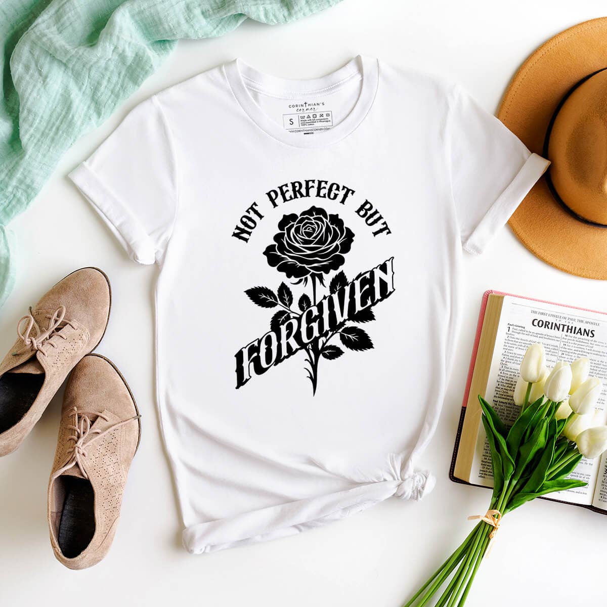 Not Perfect But Forgiven Graphic Tee Shirt Hoodie, Sweatshirt | PodTeesHub.com